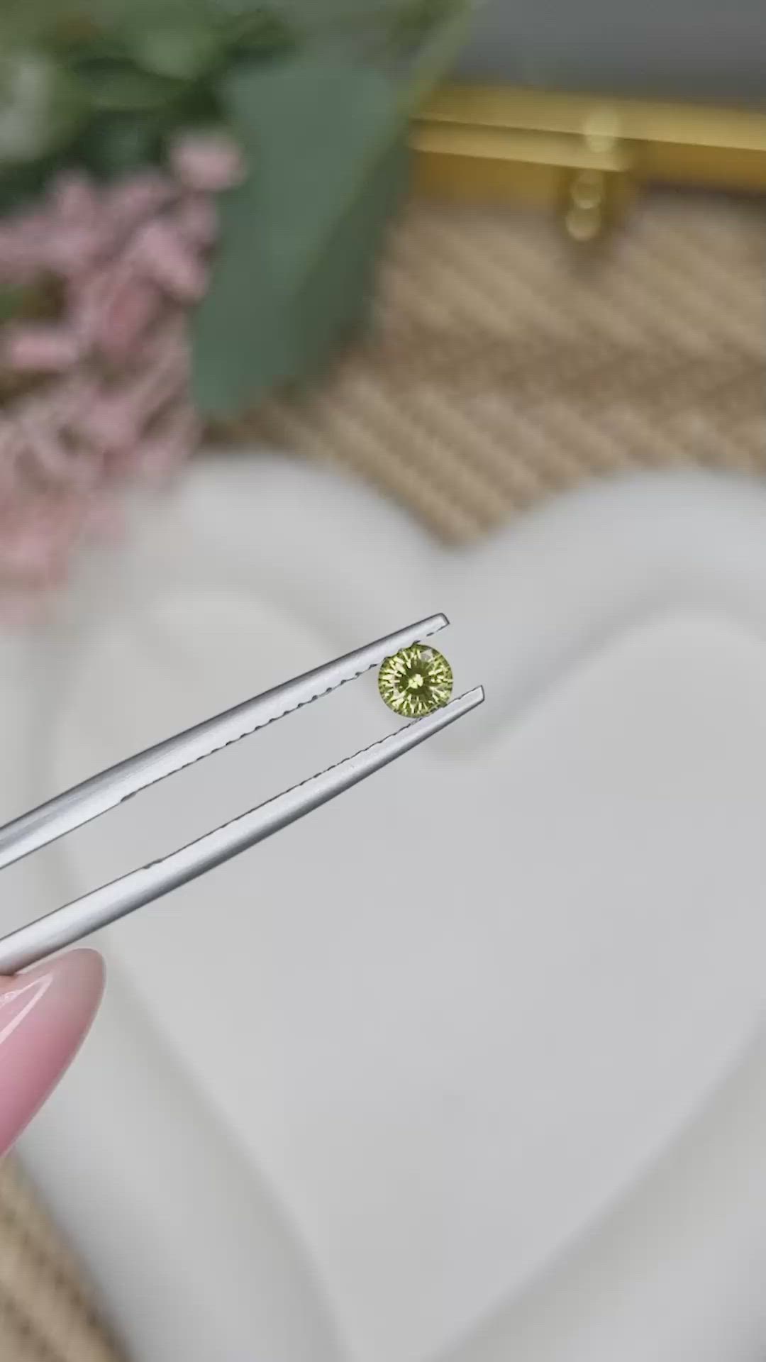 0.29 Ct. Yellowish Green Chrysoberyl from Ceylon (Sri Lanka) Size Video