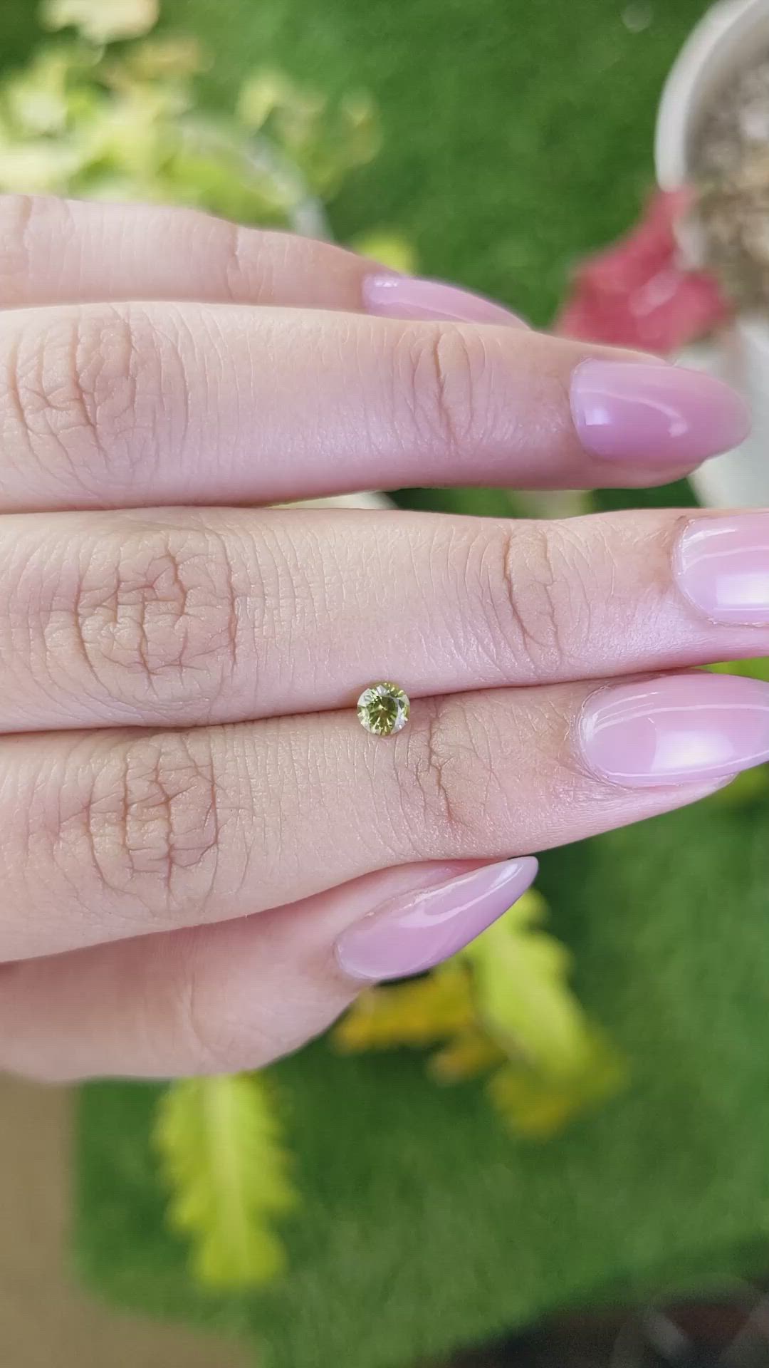 0.29 Ct. Yellowish Green Chrysoberyl from Ceylon (Sri Lanka) Size Video