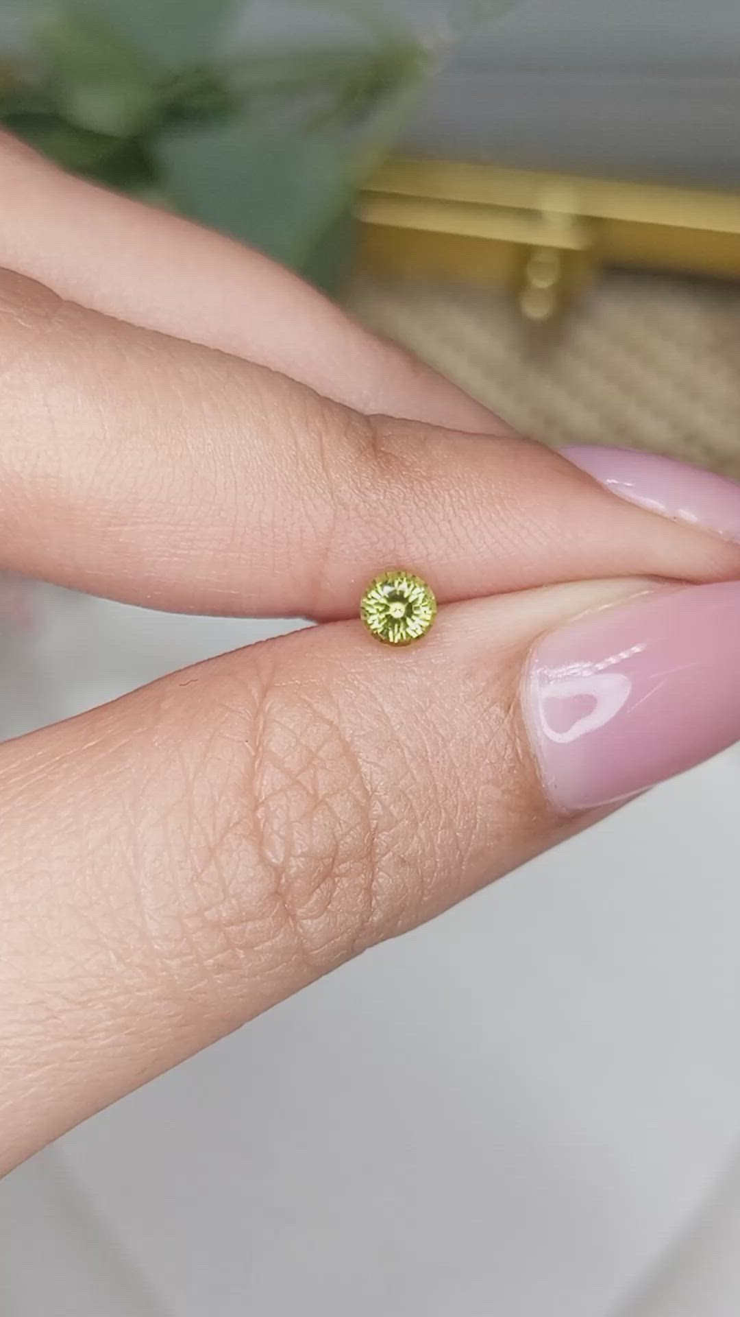 0.29 Ct. Yellowish Green Chrysoberyl from Ceylon (Sri Lanka) Size Video