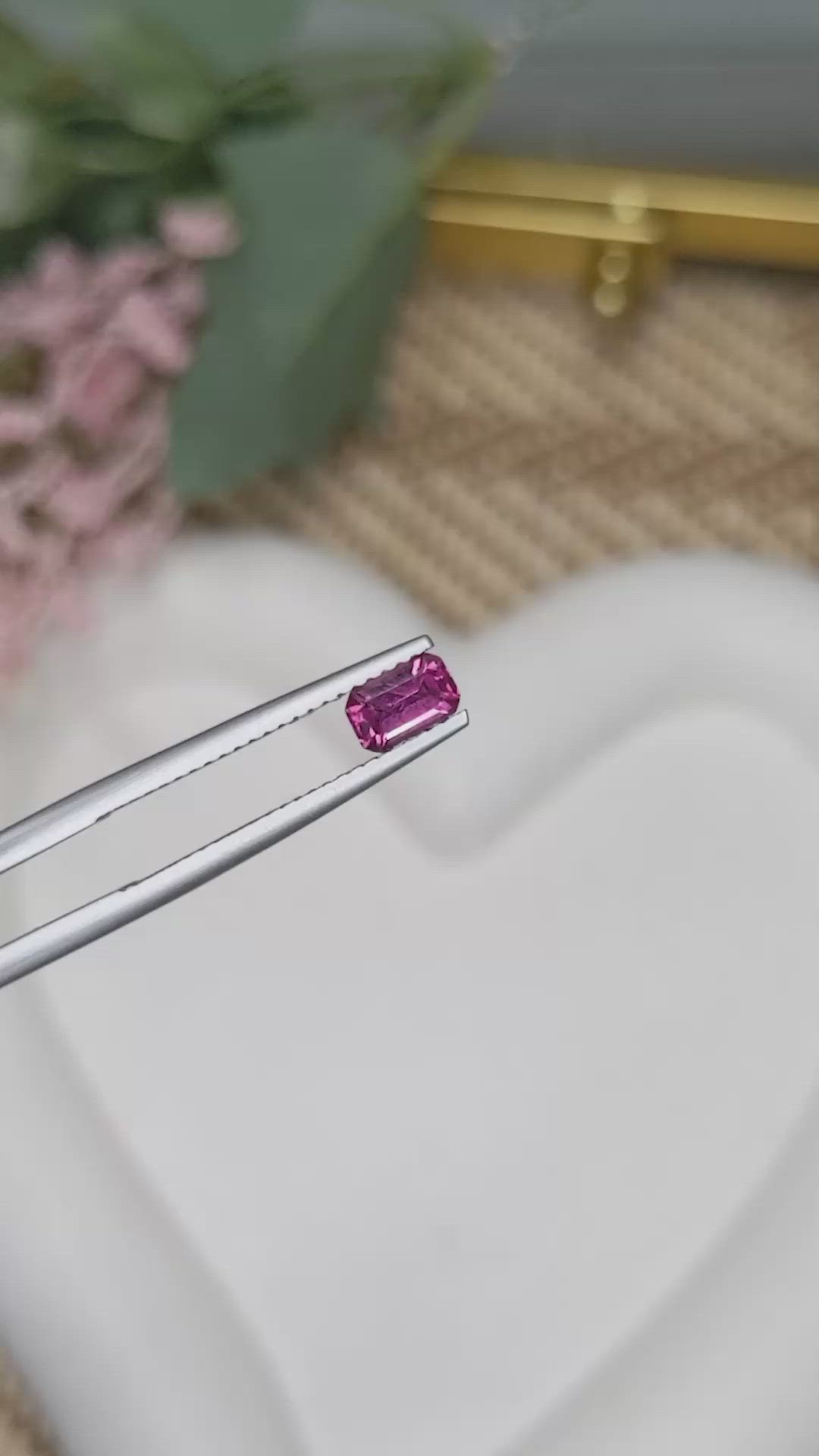 0.65 Ct. Purplish Pink Garnet from Ceylon (Sri Lanka) Size Video