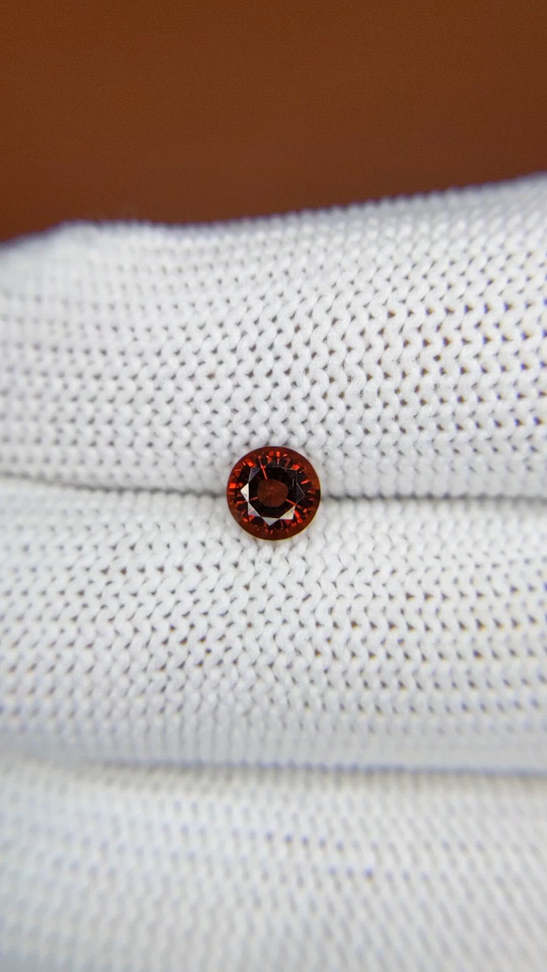 0.70 Ct. Orangish Red Garnet from Ceylon (Sri Lanka) Size Video
