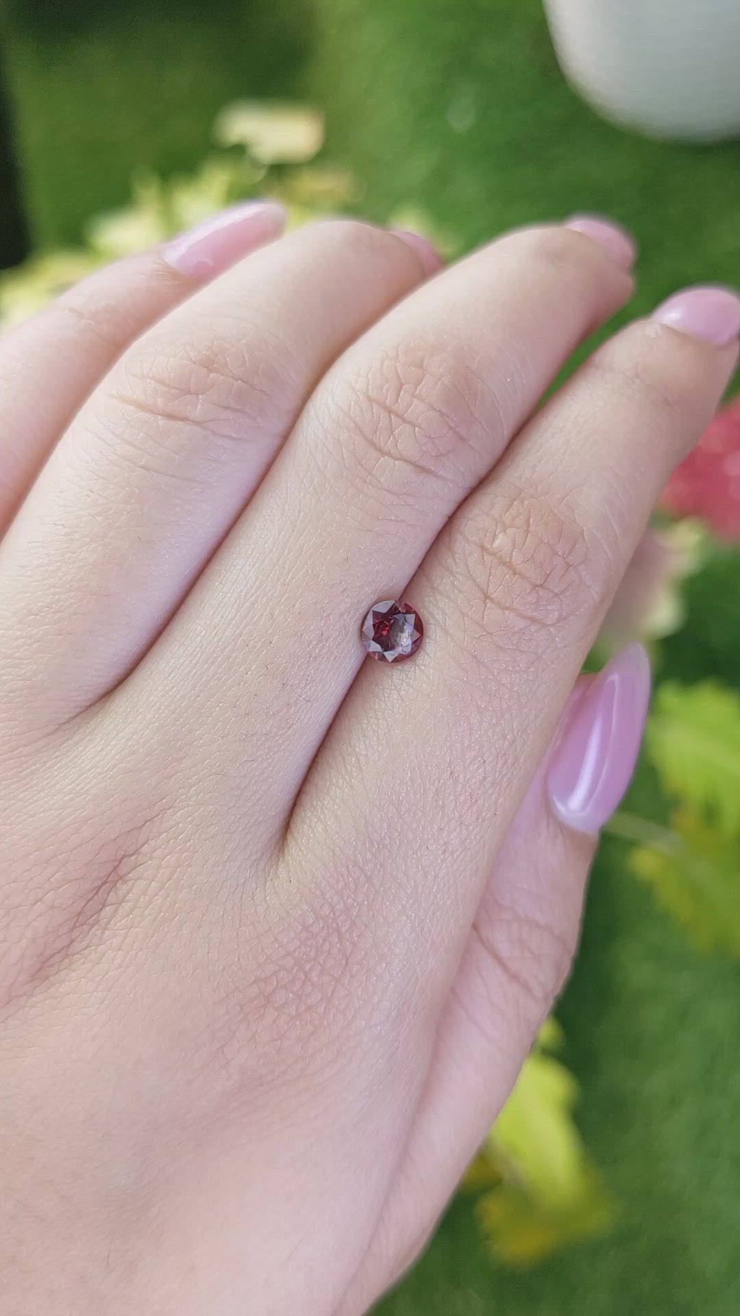 0.70 Ct. Orangish Red Garnet from Ceylon (Sri Lanka) Size Video