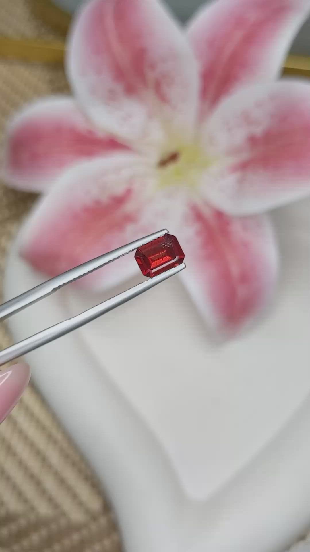 1.14 Ct. Orangish Red Garnet from Ceylon (Sri Lanka) Size Video