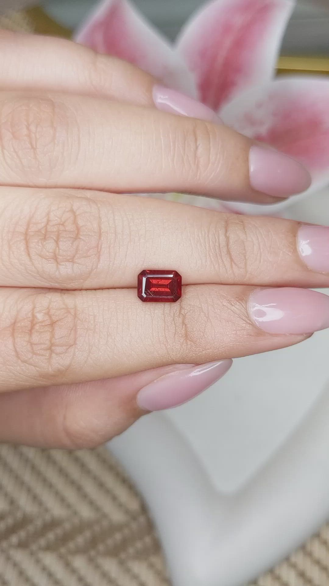 1.14 Ct. Orangish Red Garnet from Ceylon (Sri Lanka) Size Video