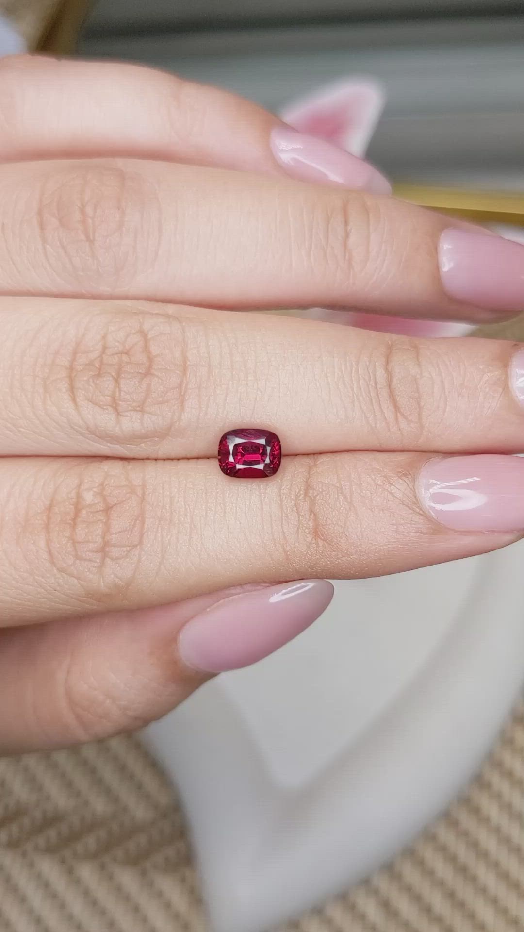 1.23 Ct. Purplish Red Garnet from Ceylon (Sri Lanka) Size Video