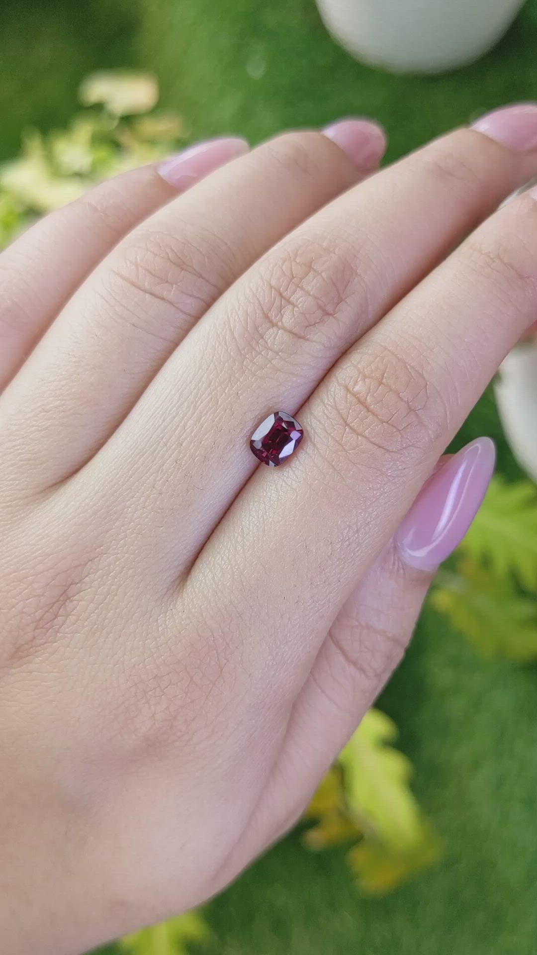 1.23 Ct. Purplish Red Garnet from Ceylon (Sri Lanka) Size Video
