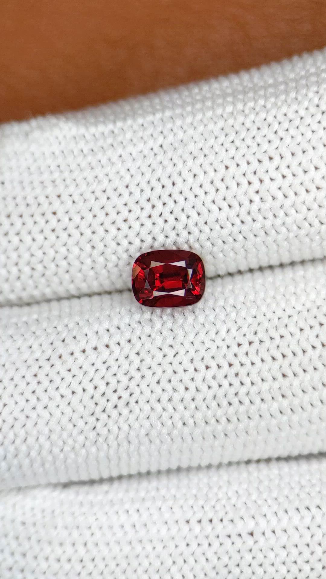 1.23 Ct. Purplish Red Garnet from Ceylon (Sri Lanka) Size Video