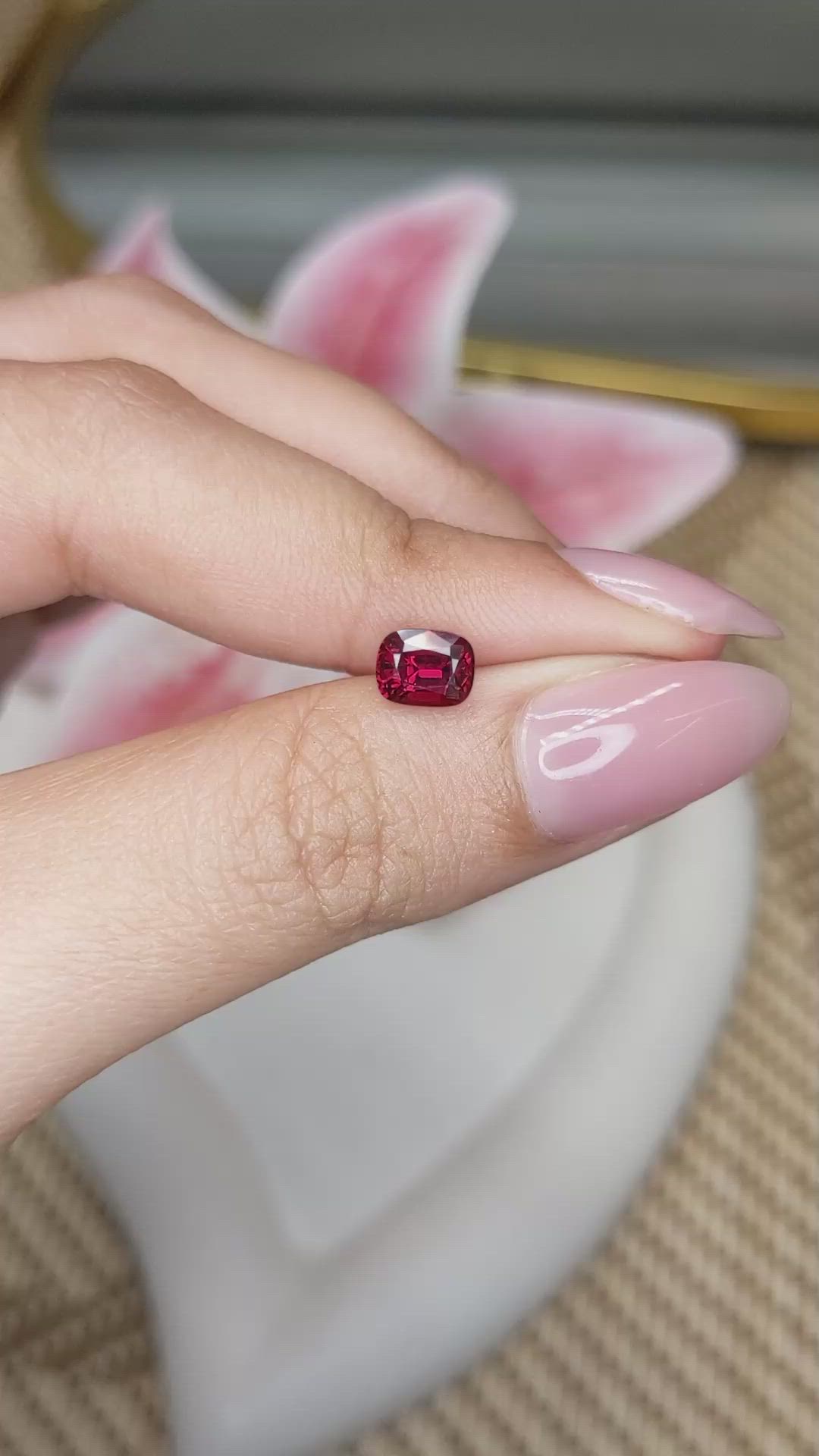 1.23 Ct. Purplish Red Garnet from Ceylon (Sri Lanka) Size Video