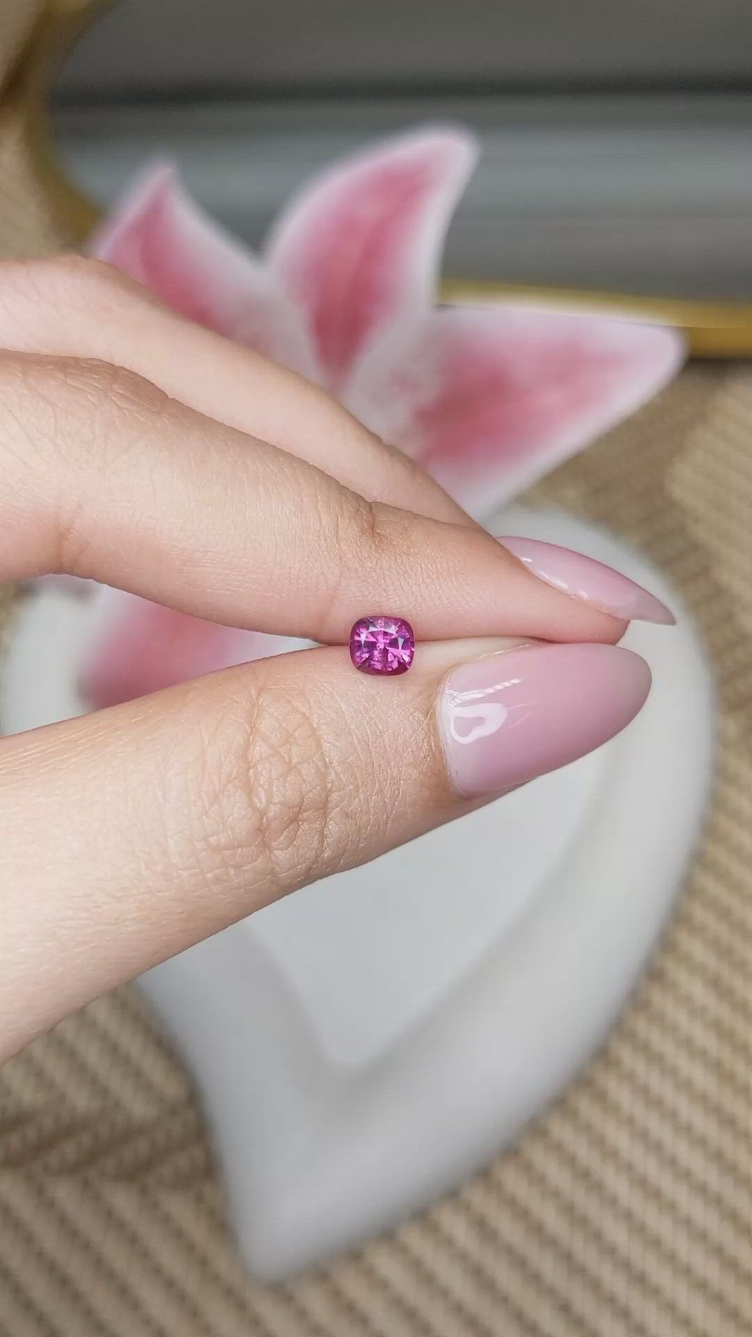 0.53 Ct. Pinkish Purple Garnet from Ceylon (Sri Lanka) Size Video