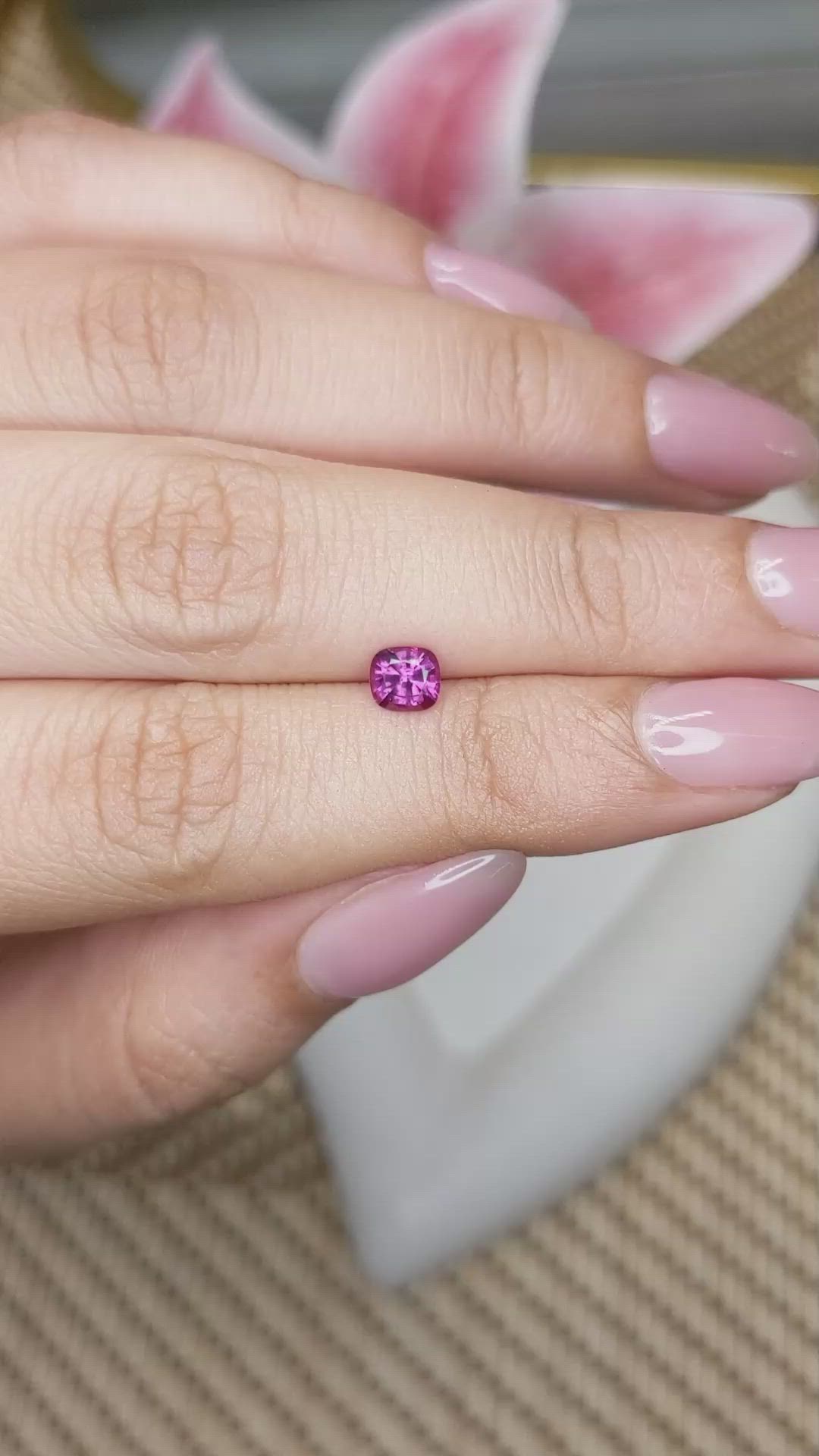 0.53 Ct. Pinkish Purple Garnet from Ceylon (Sri Lanka) Size Video