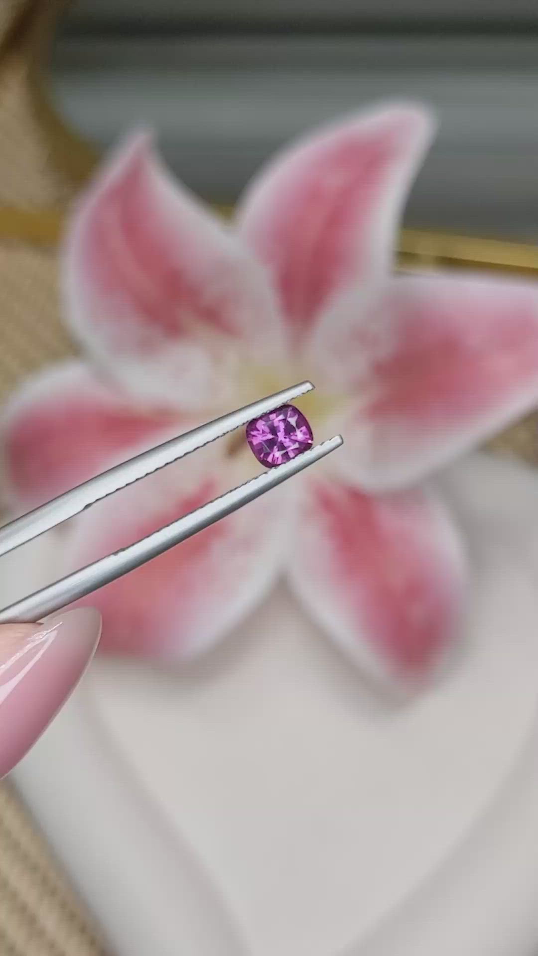 0.53 Ct. Pinkish Purple Garnet from Ceylon (Sri Lanka) Size Video