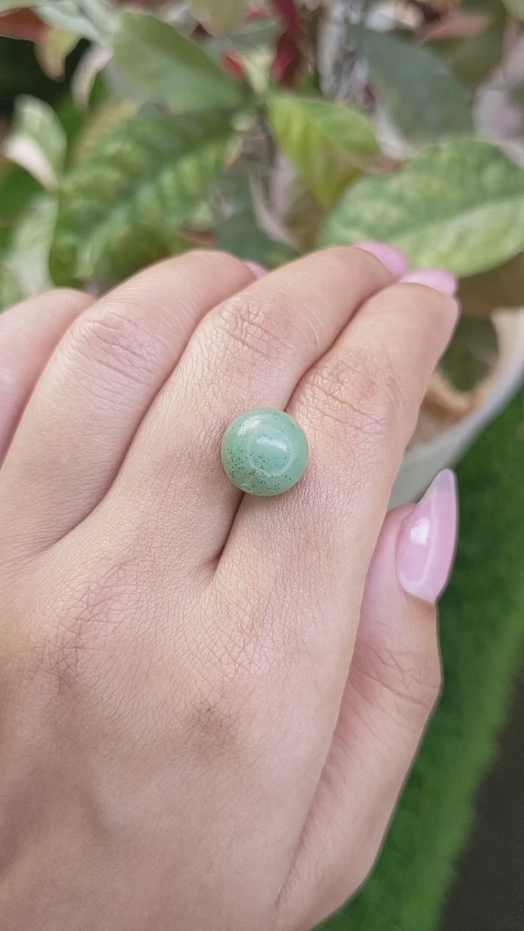 9.69 Ct. Bluish Green Jade from Burma (Myanmar) Size Video