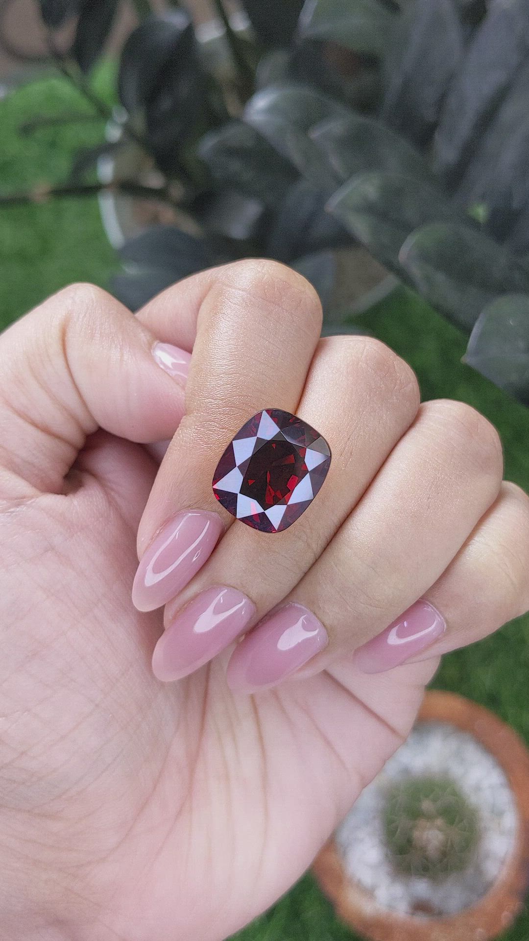 15.29 Ct. Red Garnet from Ceylon (Sri Lanka) Size Video
