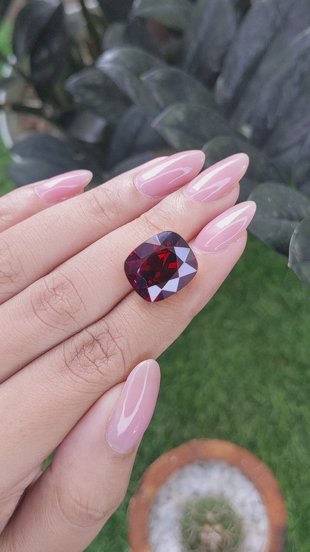 15.29 Ct. Red Garnet from Ceylon (Sri Lanka) Size Video