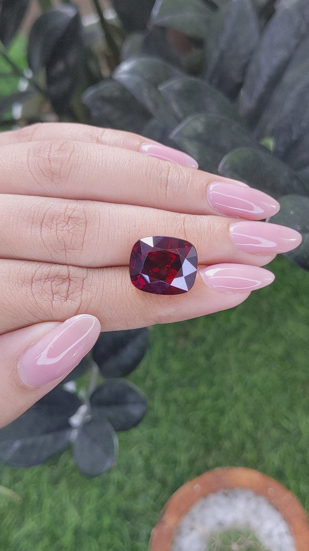 15.29 Ct. Red Garnet from Ceylon (Sri Lanka) Size Video