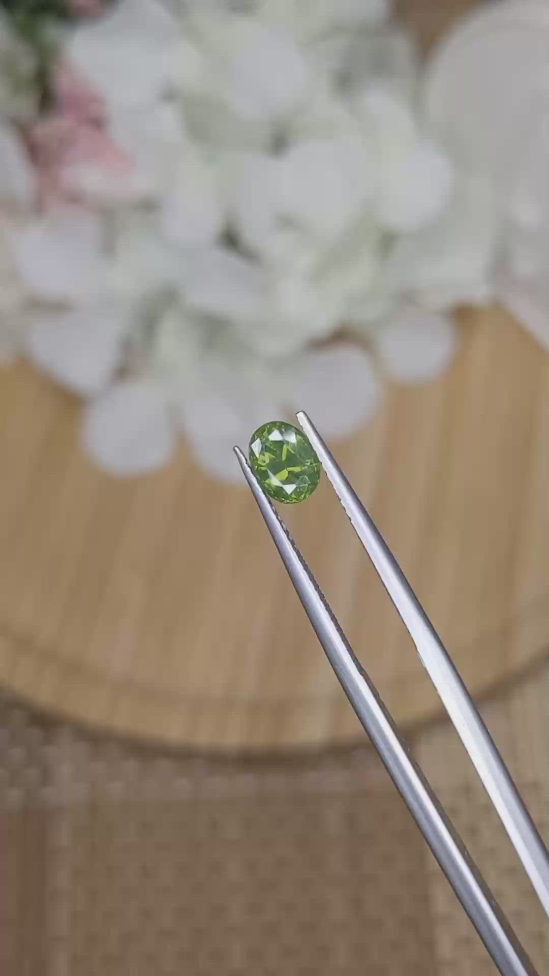 1.16 Ct. Yellowish Green Zircon from Ceylon (Sri Lanka) Size Video