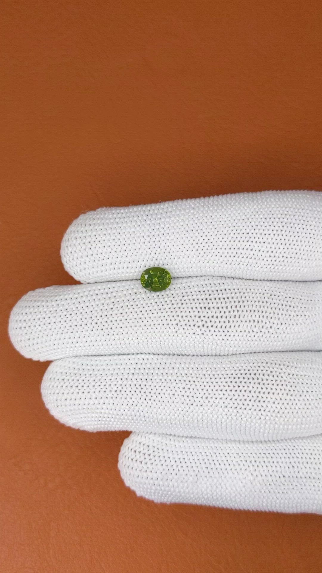 1.17 Ct. Yellowish Green Zircon from Ceylon (Sri Lanka) Size Video