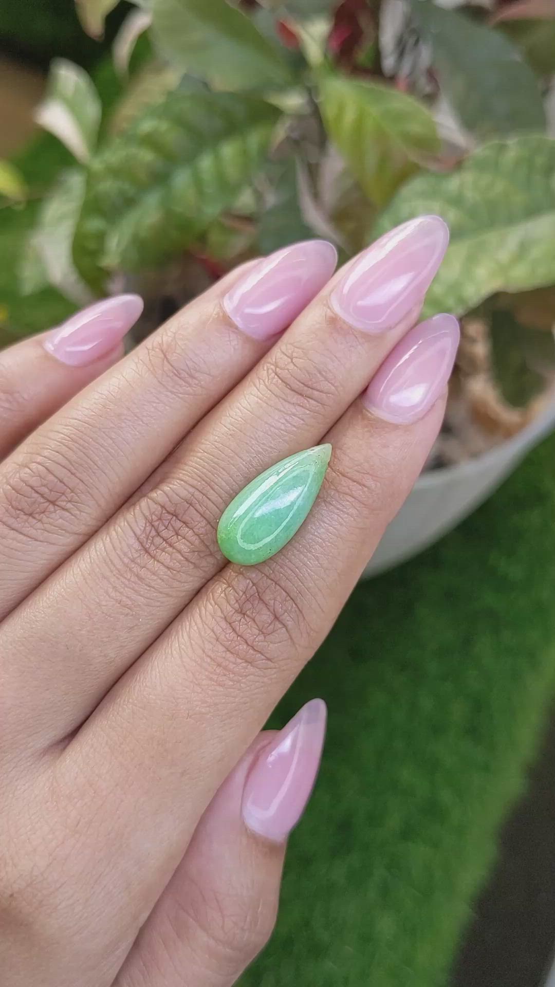 12.37 Ct. Bluish Green Jade from Burma (Myanmar) Size Video