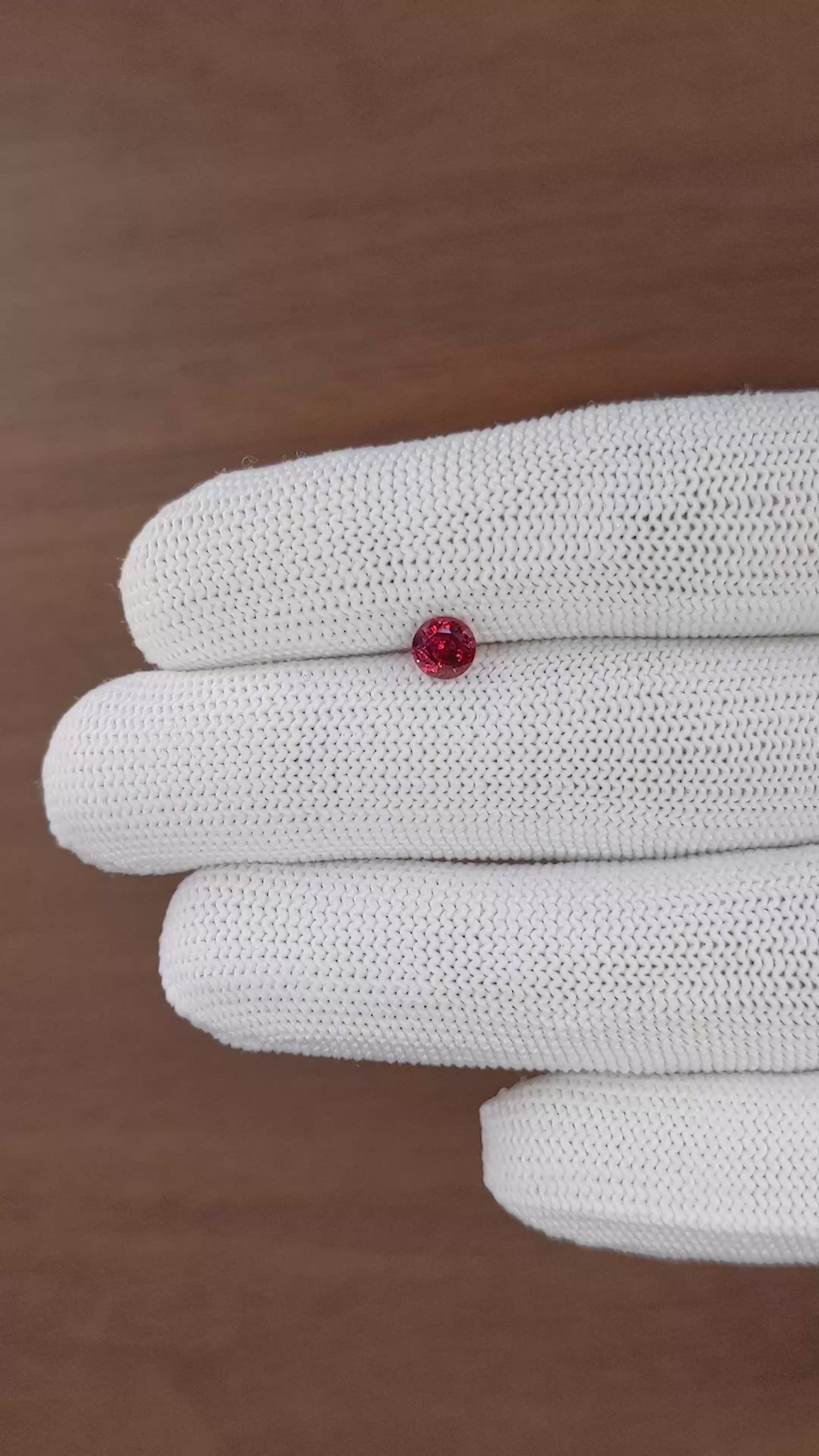 0.65 Ct. Red Spinel from Burma (Myanmar) Size Video