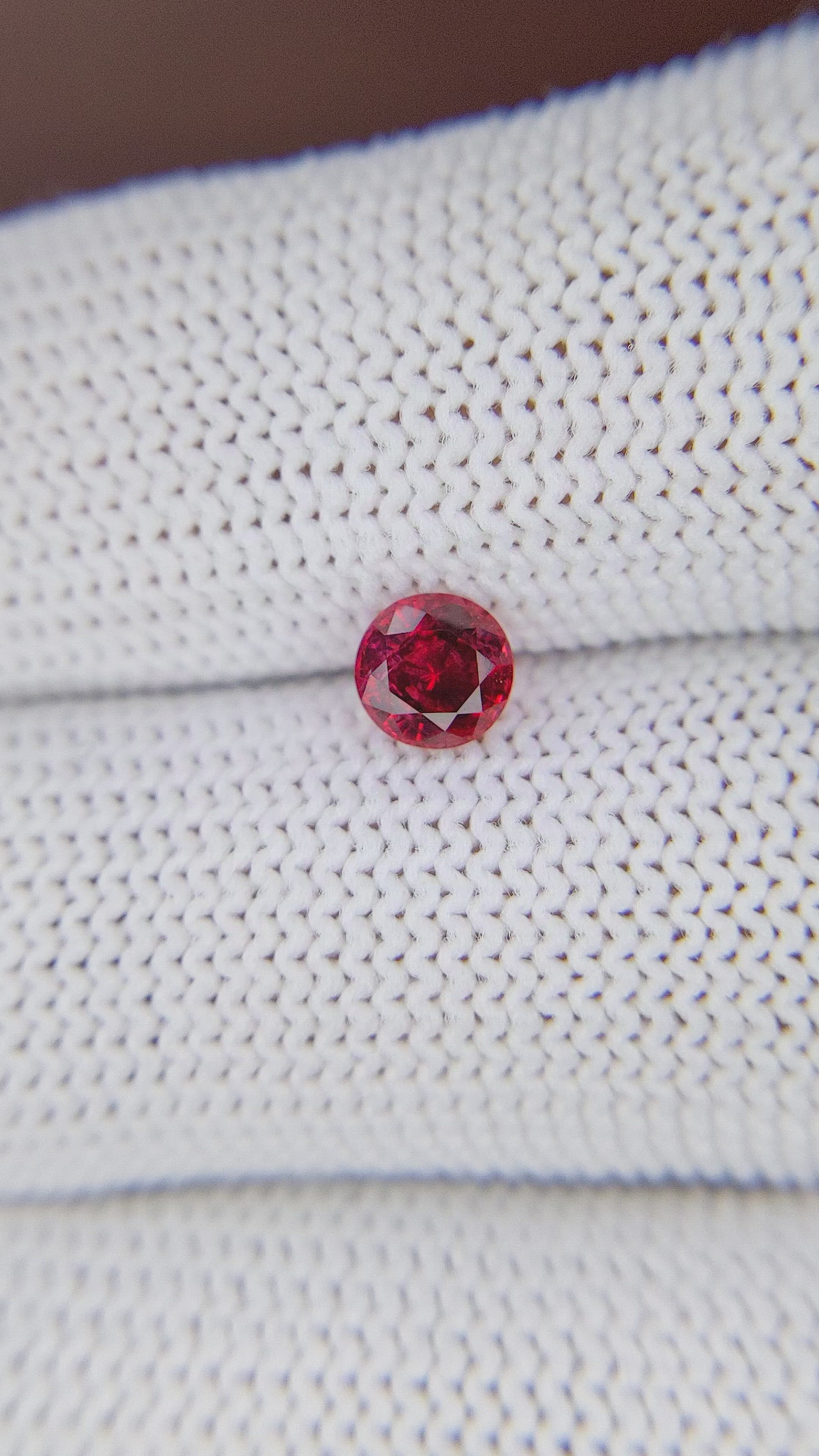 0.65 Ct. Red Spinel from Burma (Myanmar) Size Video