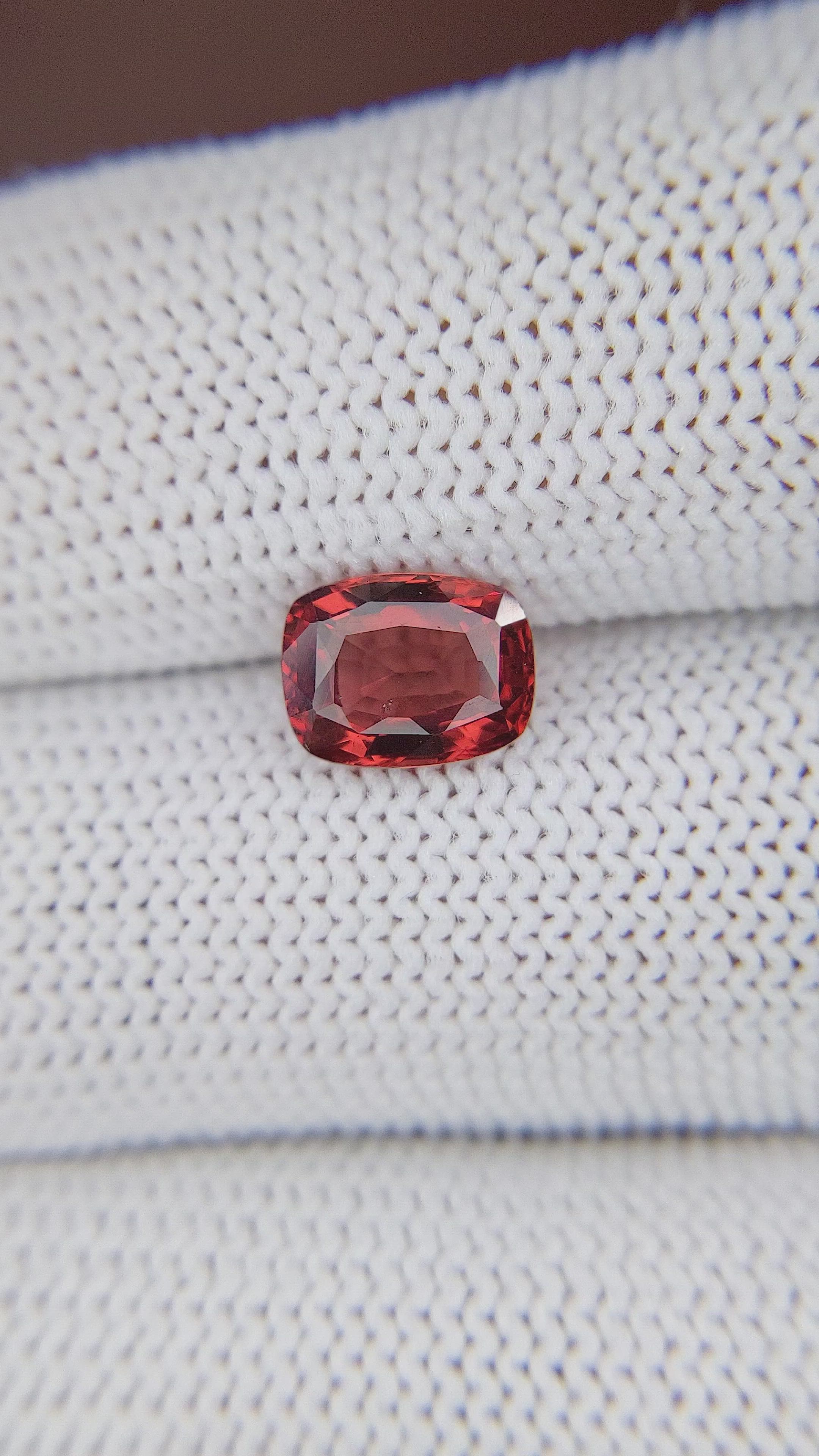 1.76 Ct. Red Spinel from Burma (Myanmar) Size Video