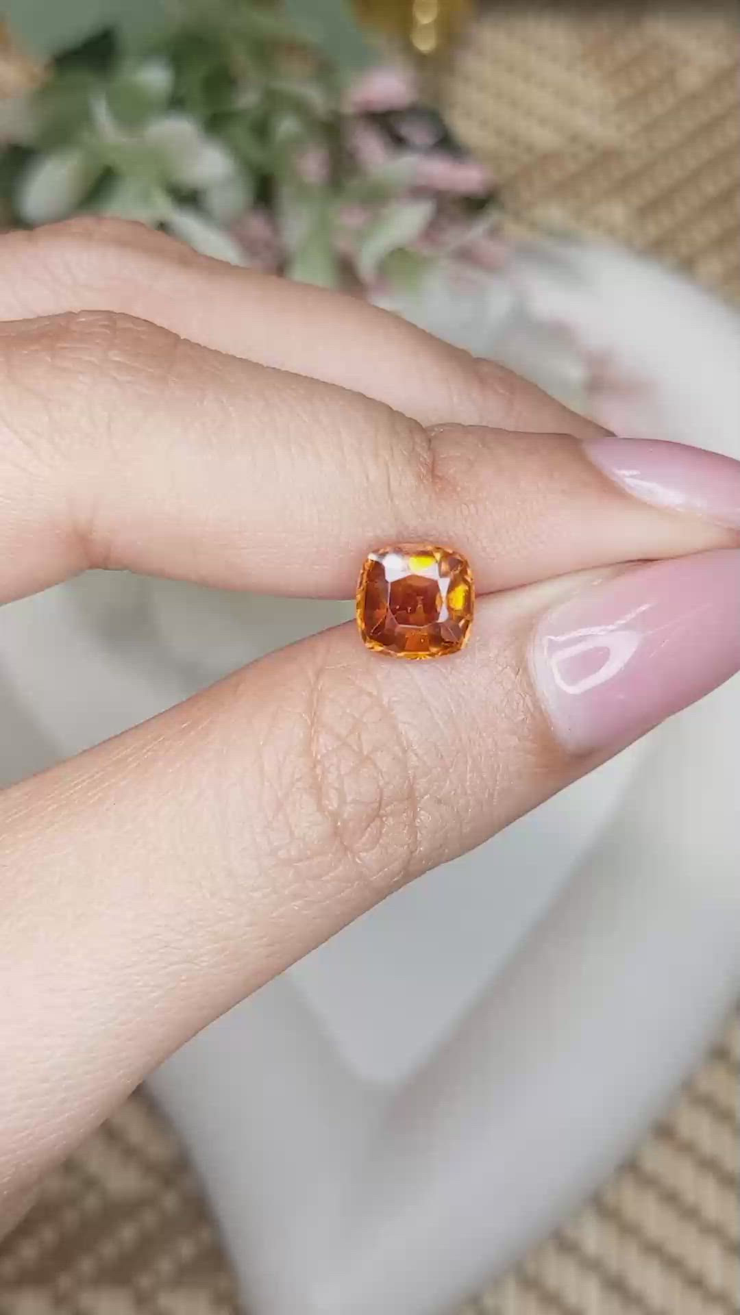 2.09 Ct. Orange Hessonite Garnet from Madagascar Size Video