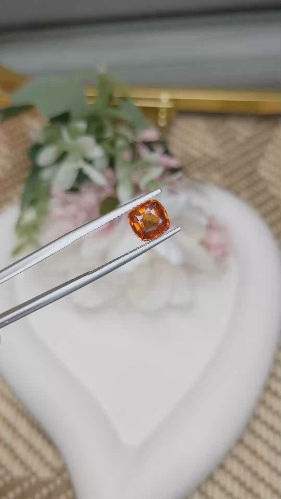 2.09 Ct. Orange Hessonite Garnet from Madagascar Size Video