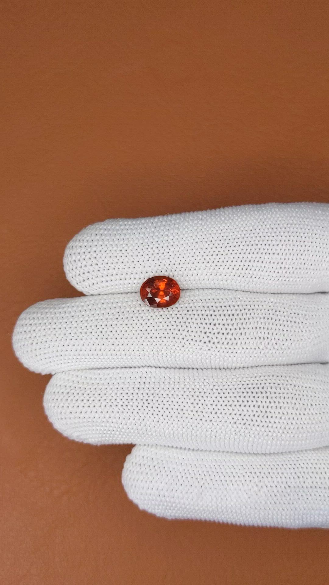 2.04 Ct. Reddish Orange Hessonite Garnet from Madagascar Size Video