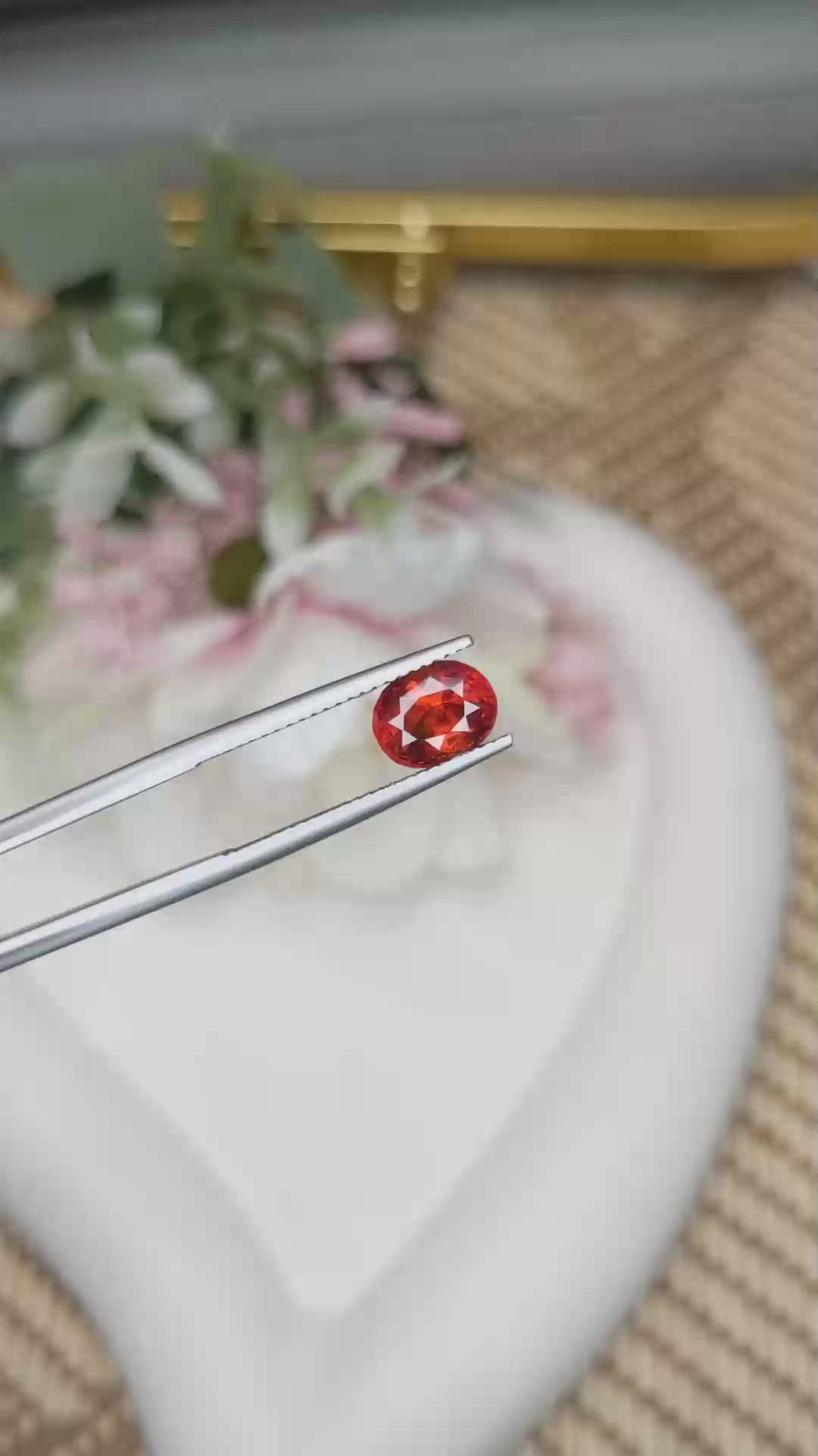 2.04 Ct. Reddish Orange Hessonite Garnet from Madagascar Size Video