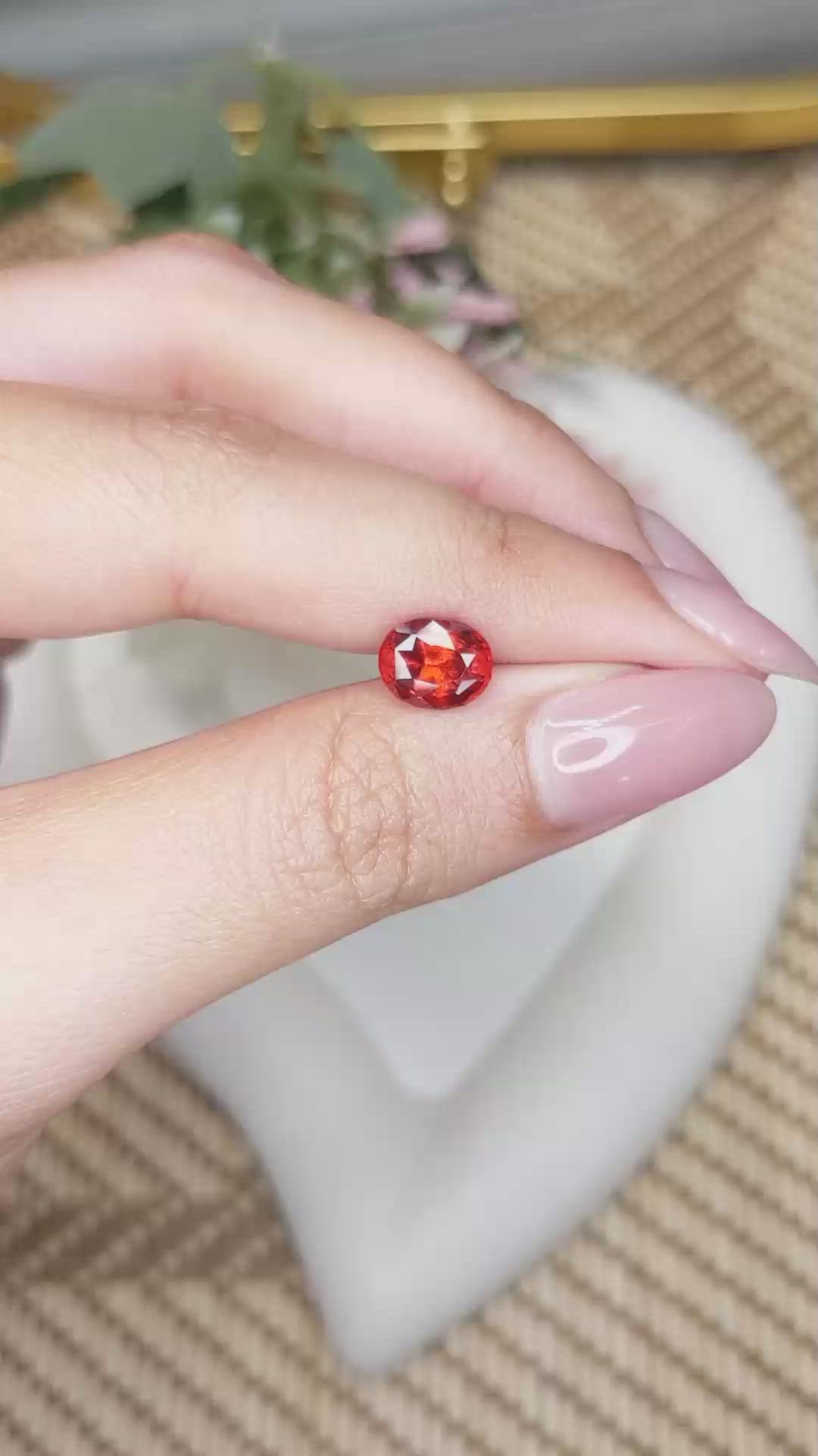 2.04 Ct. Reddish Orange Hessonite Garnet from Madagascar Size Video