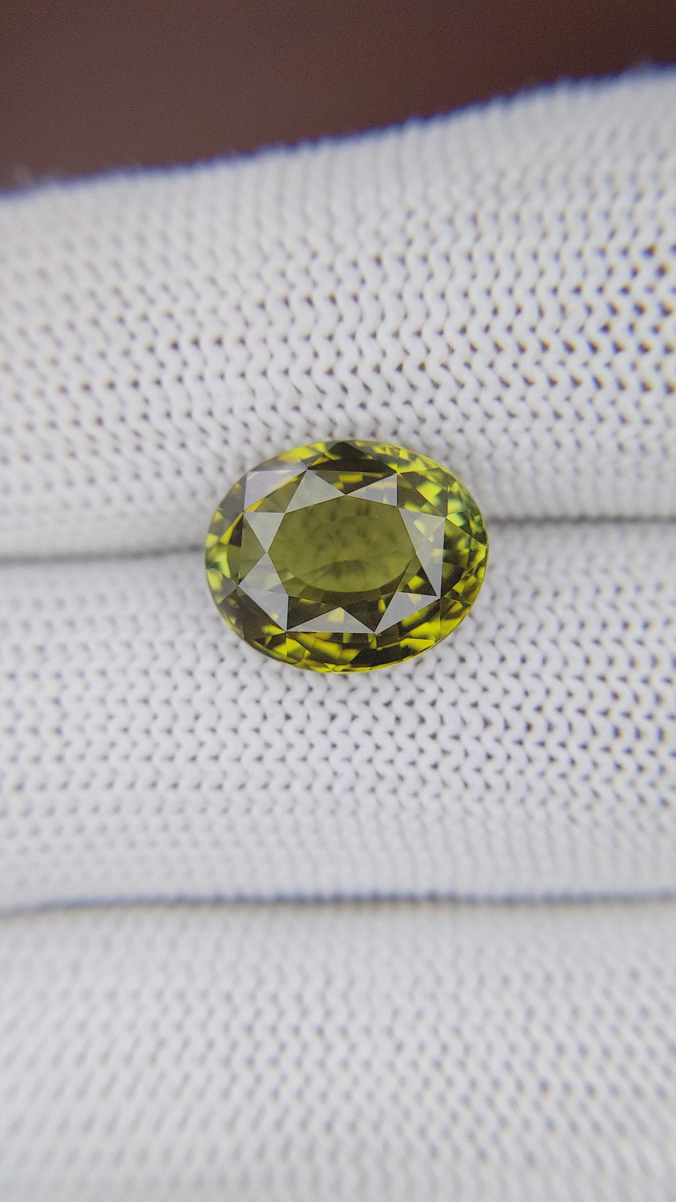 6.68 Ct. Yellowish Green Chrysoberyl from Madagascar Size Video