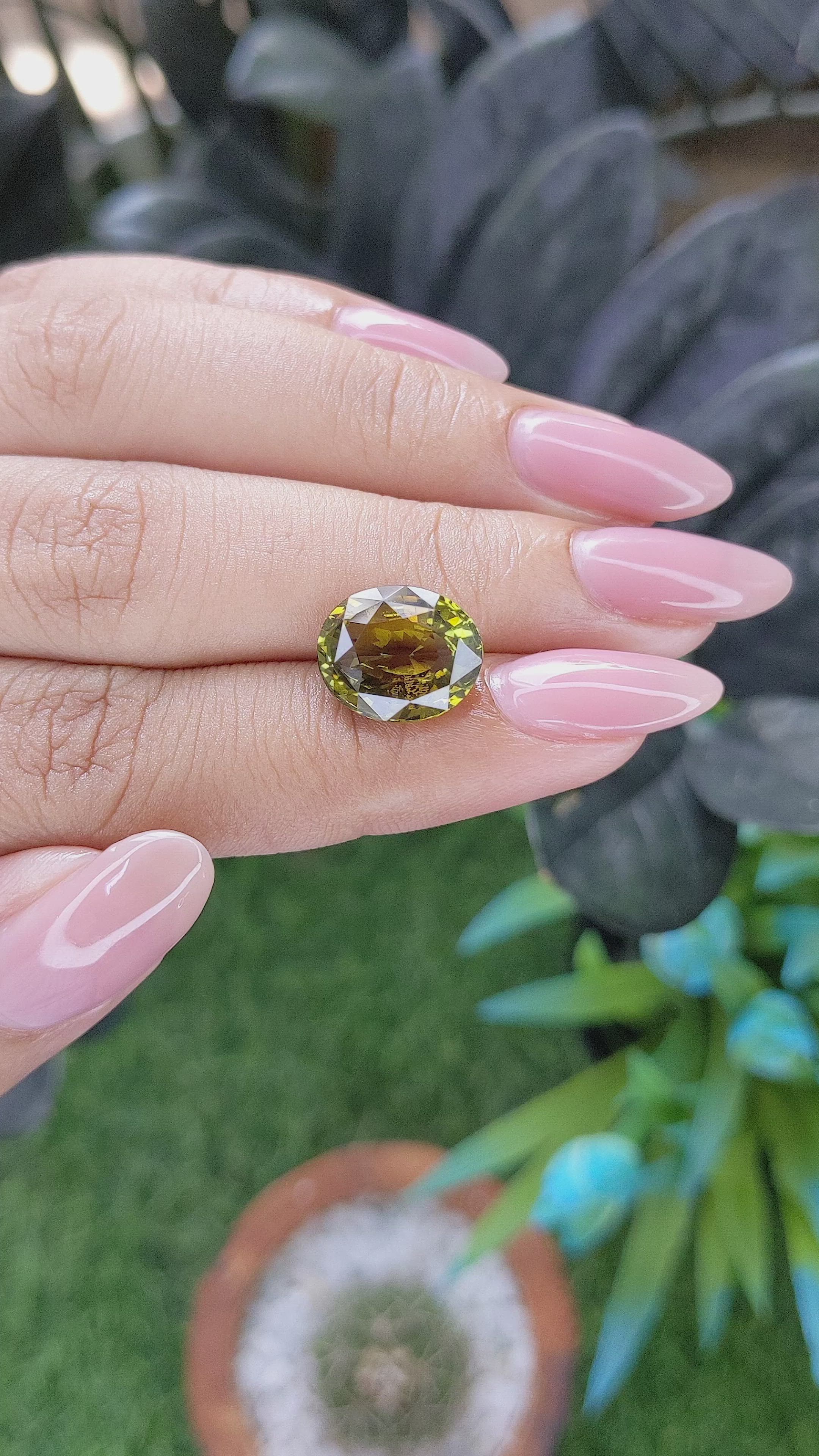 6.68 Ct. Yellowish Green Chrysoberyl from Madagascar Size Video
