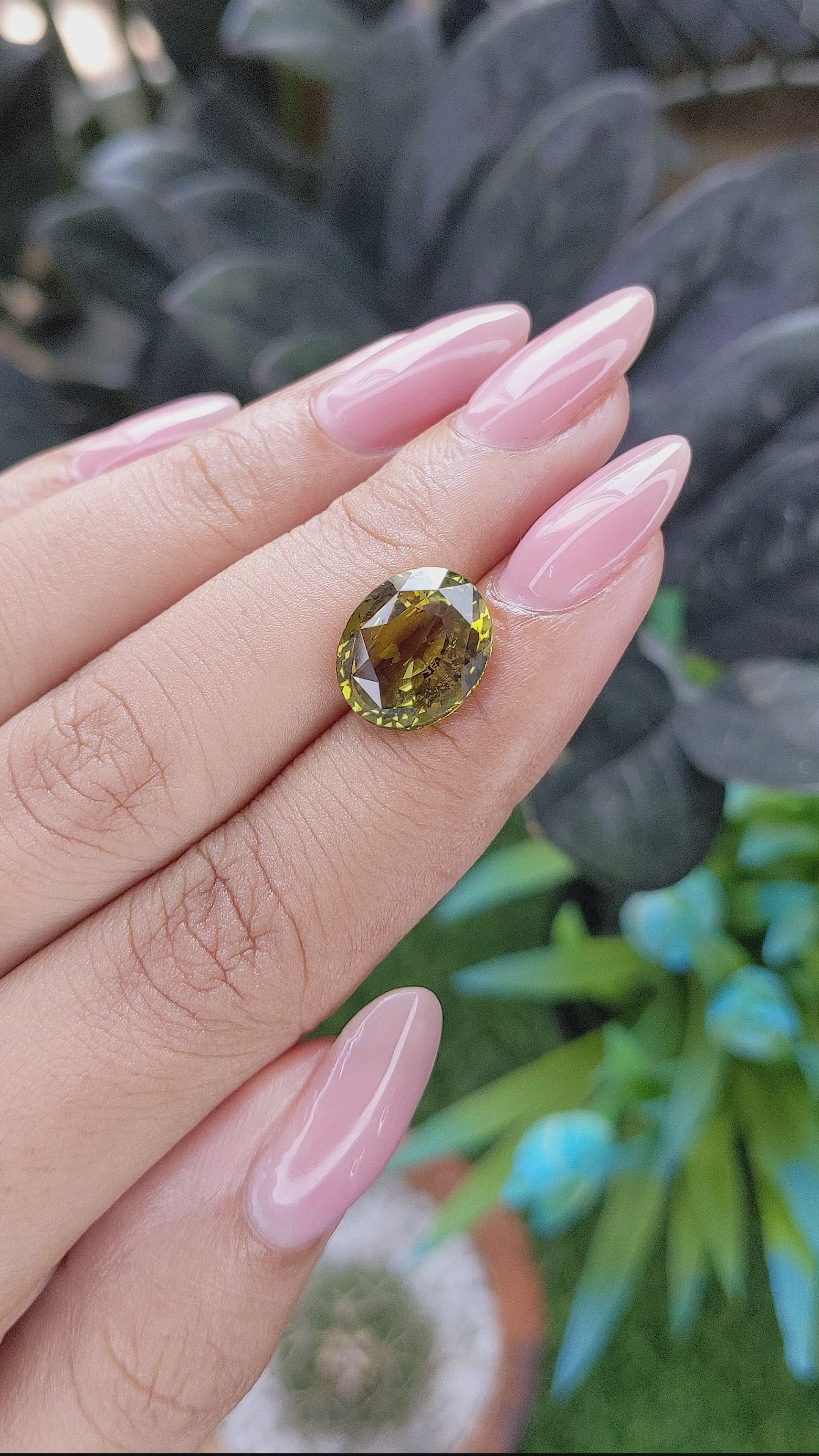 6.68 Ct. Yellowish Green Chrysoberyl from Madagascar Size Video