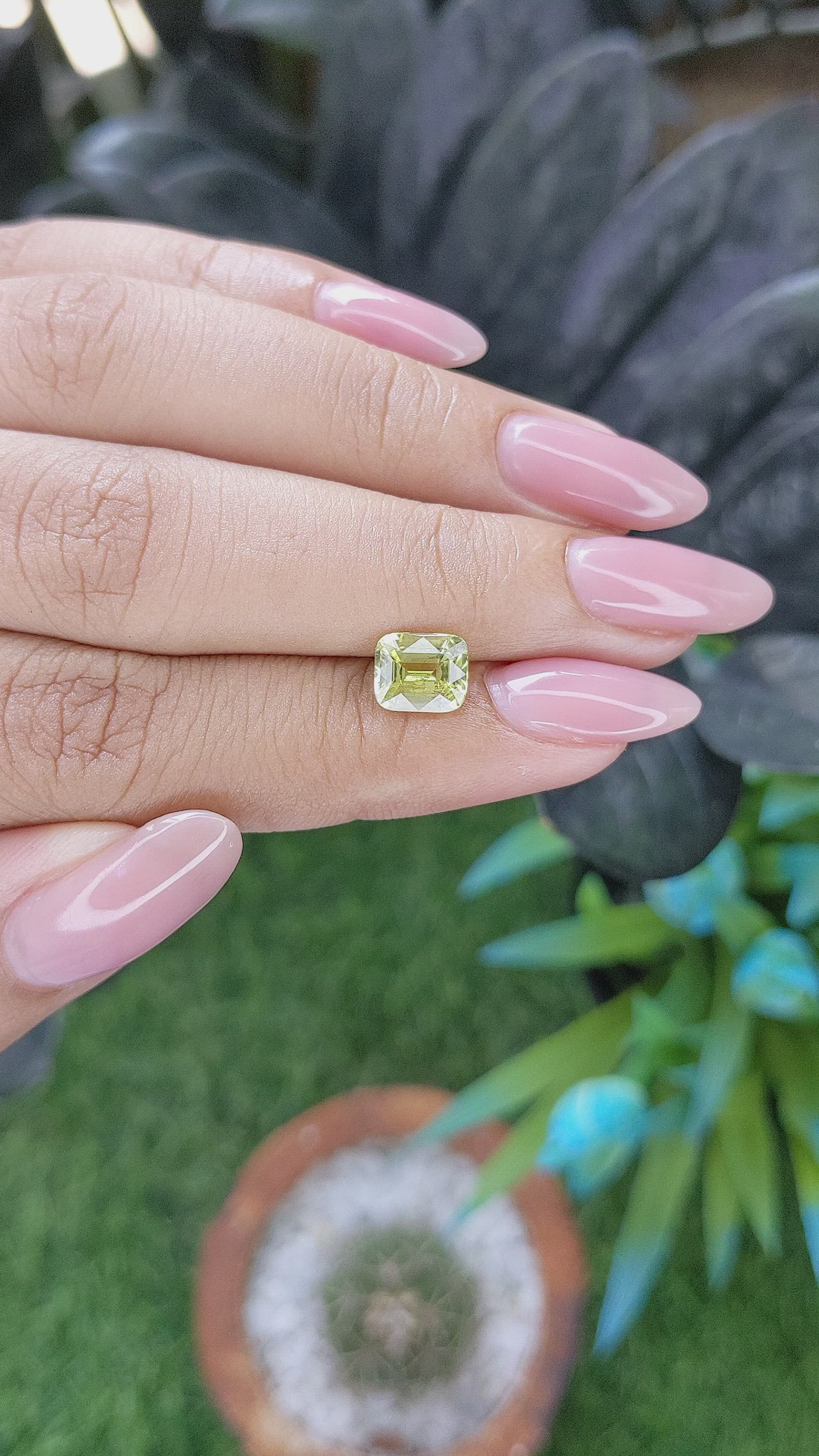1.54 Ct. Yellowish Green Chrysoberyl from Tanzania Size Video