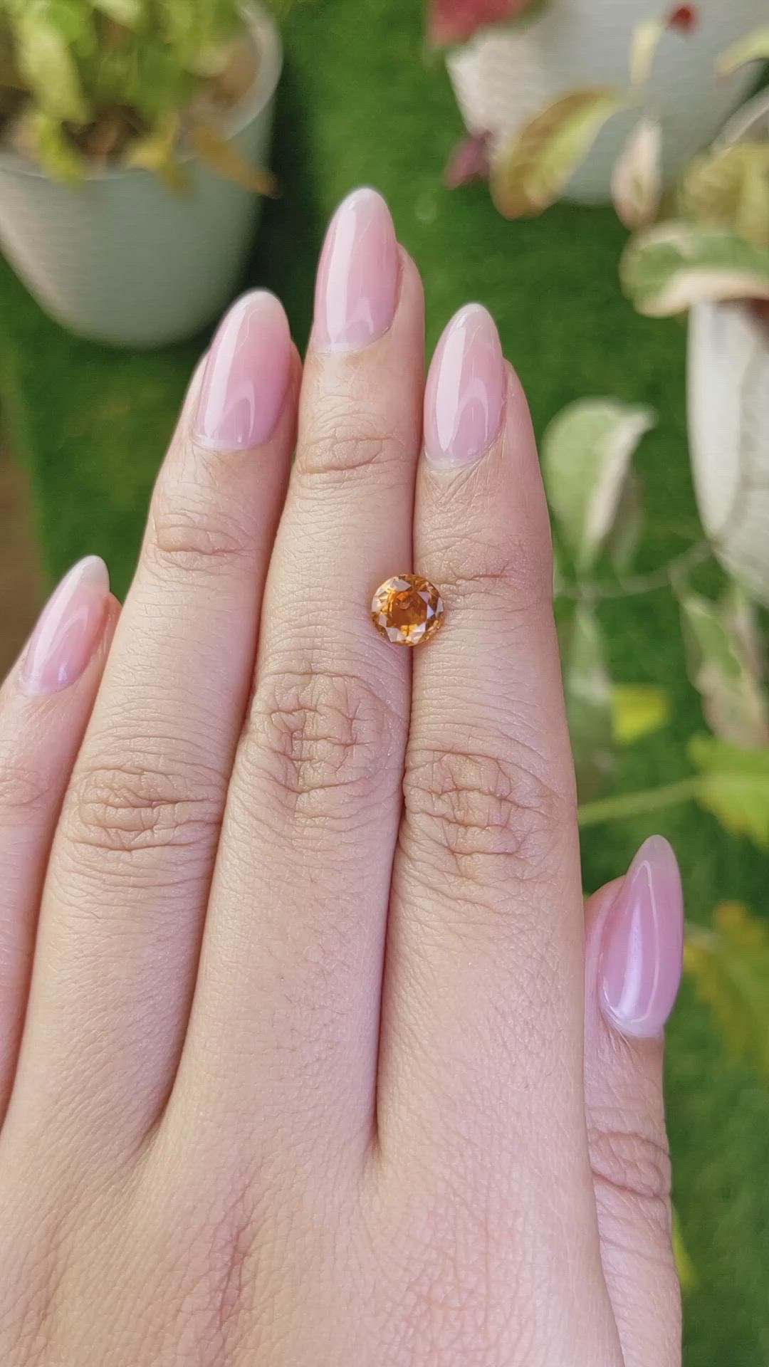 1.33 Ct. Orange Hessonite Garnet from Madagascar Size Video
