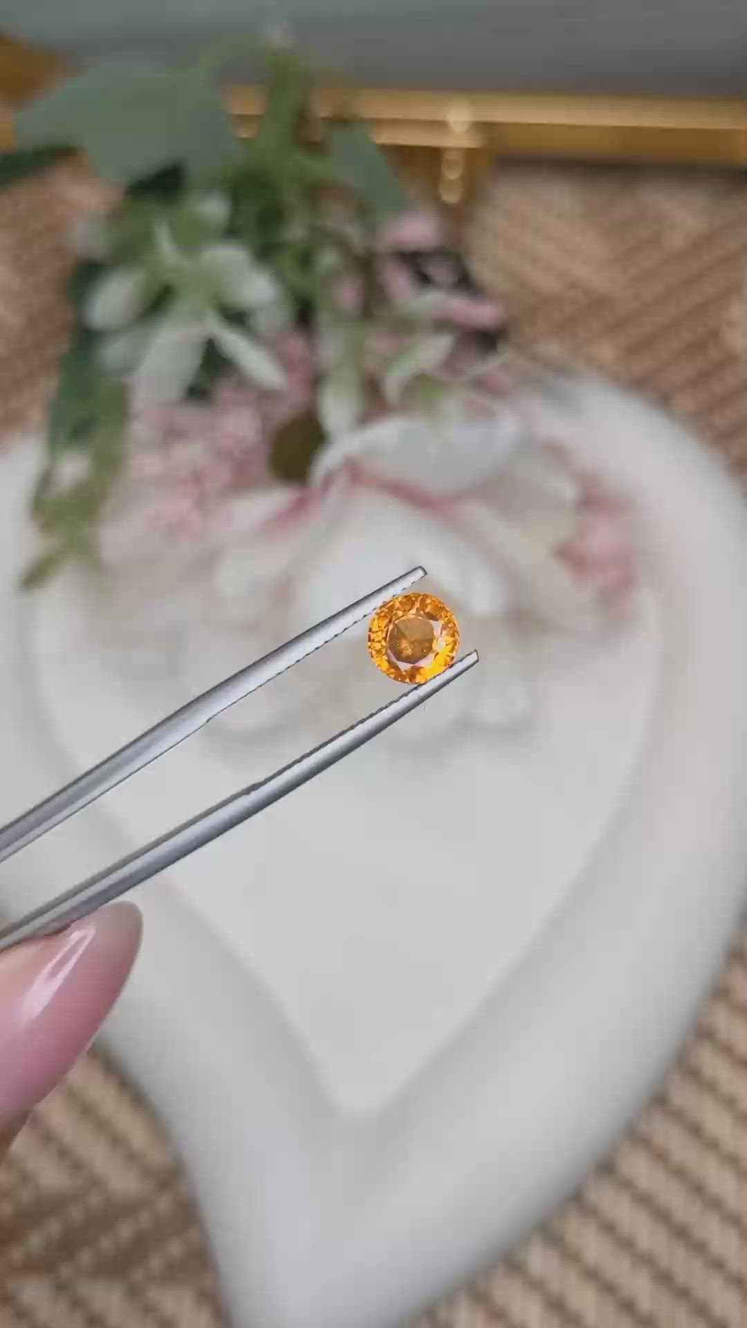 1.33 Ct. Orange Hessonite Garnet from Madagascar Size Video