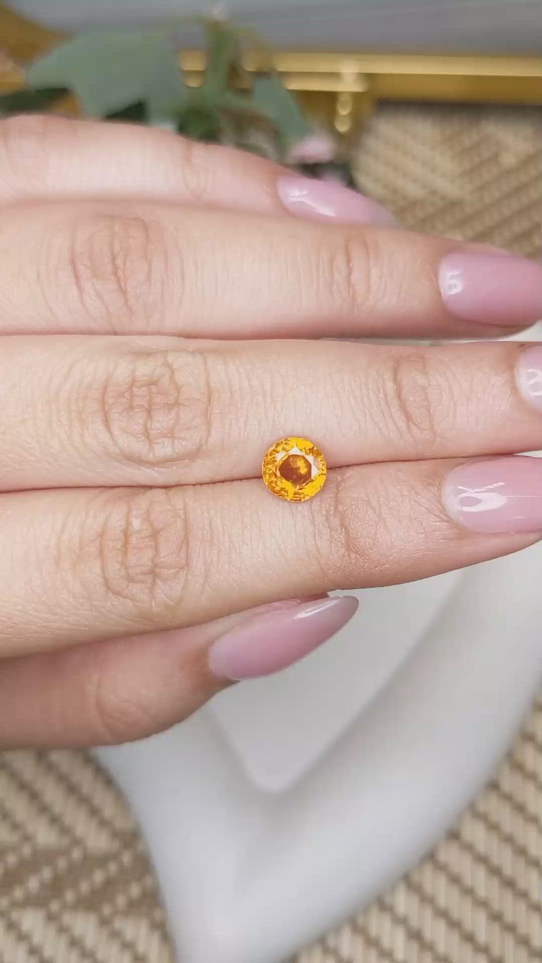 1.33 Ct. Orange Hessonite Garnet from Madagascar Size Video