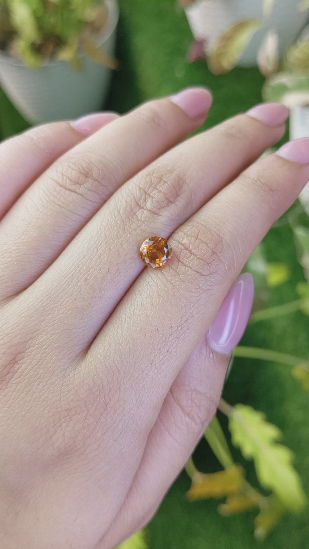 1.33 Ct. Orange Hessonite Garnet from Madagascar Size Video