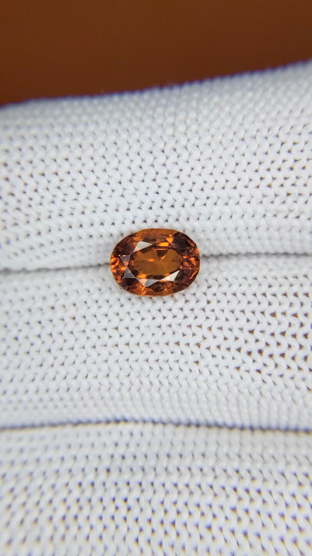 1.59 Ct. Orange Hessonite Garnet from Madagascar Size Video