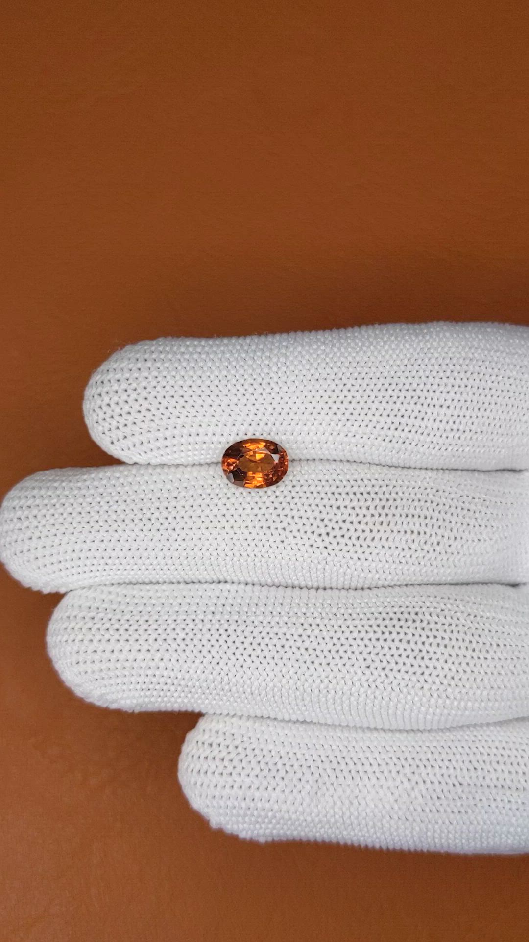 1.59 Ct. Orange Hessonite Garnet from Madagascar Size Video