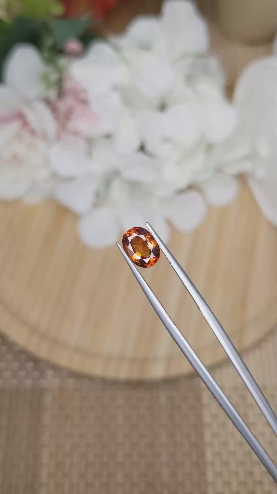 1.59 Ct. Orange Hessonite Garnet from Madagascar Size Video