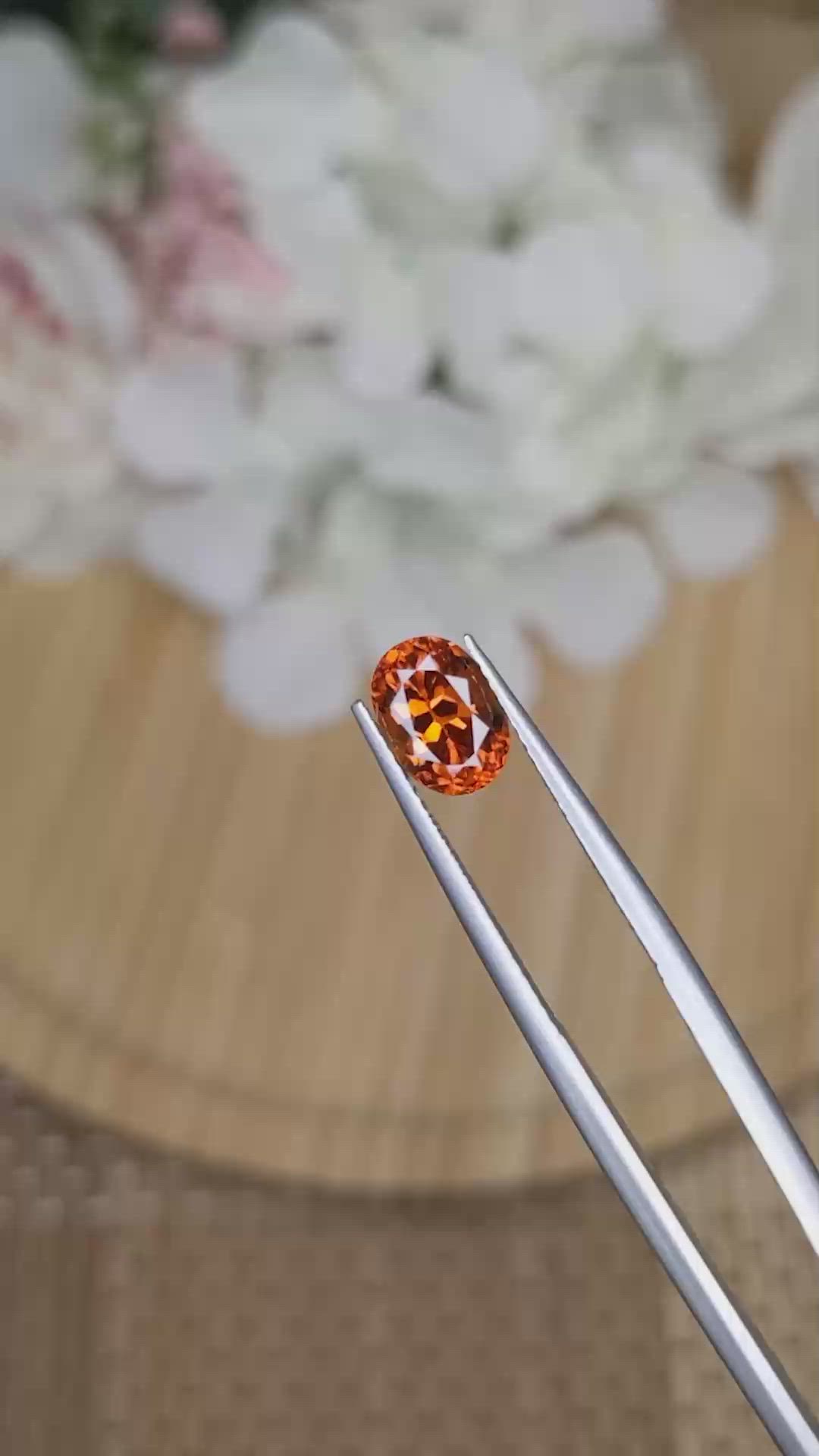 1.93 Ct. Reddish Orange Hessonite Garnet from Madagascar Size Video