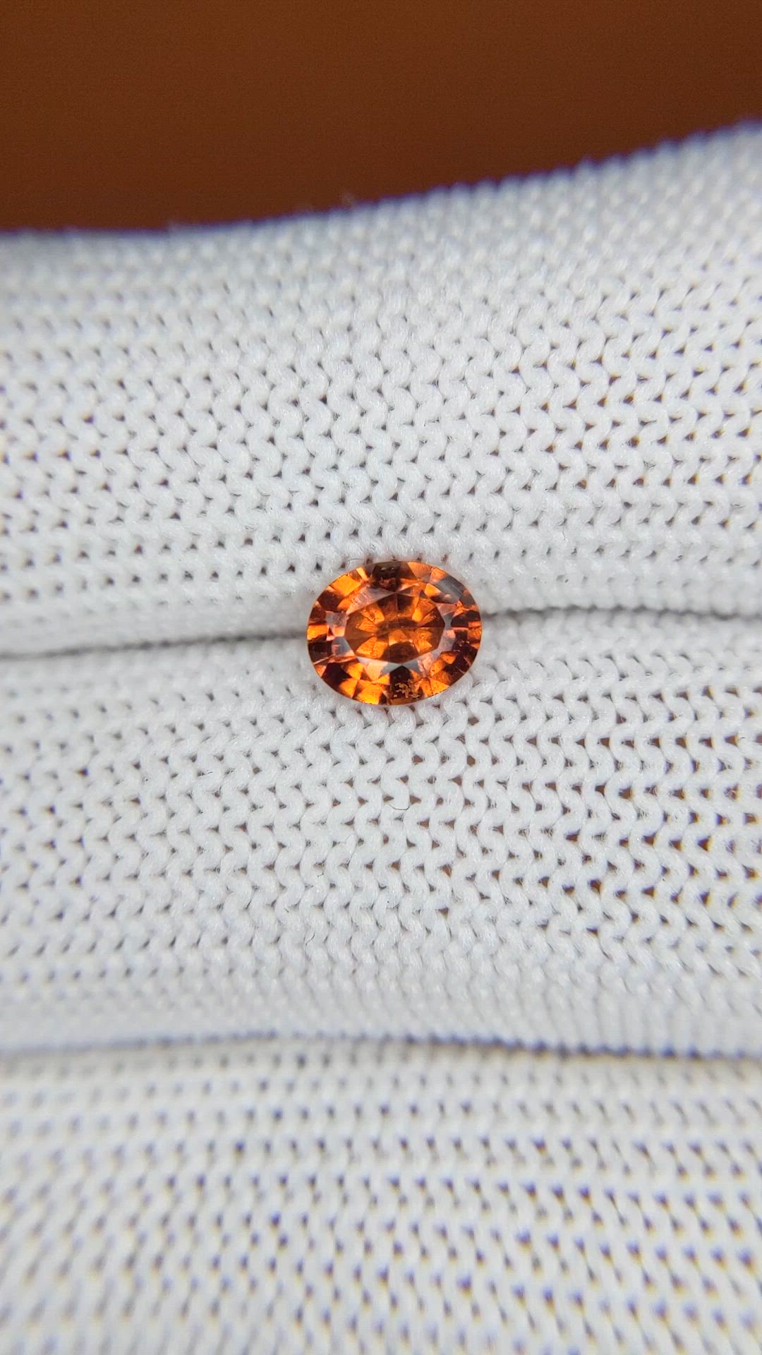 0.86 Ct. Orange Hessonite Garnet from Madagascar Size Video