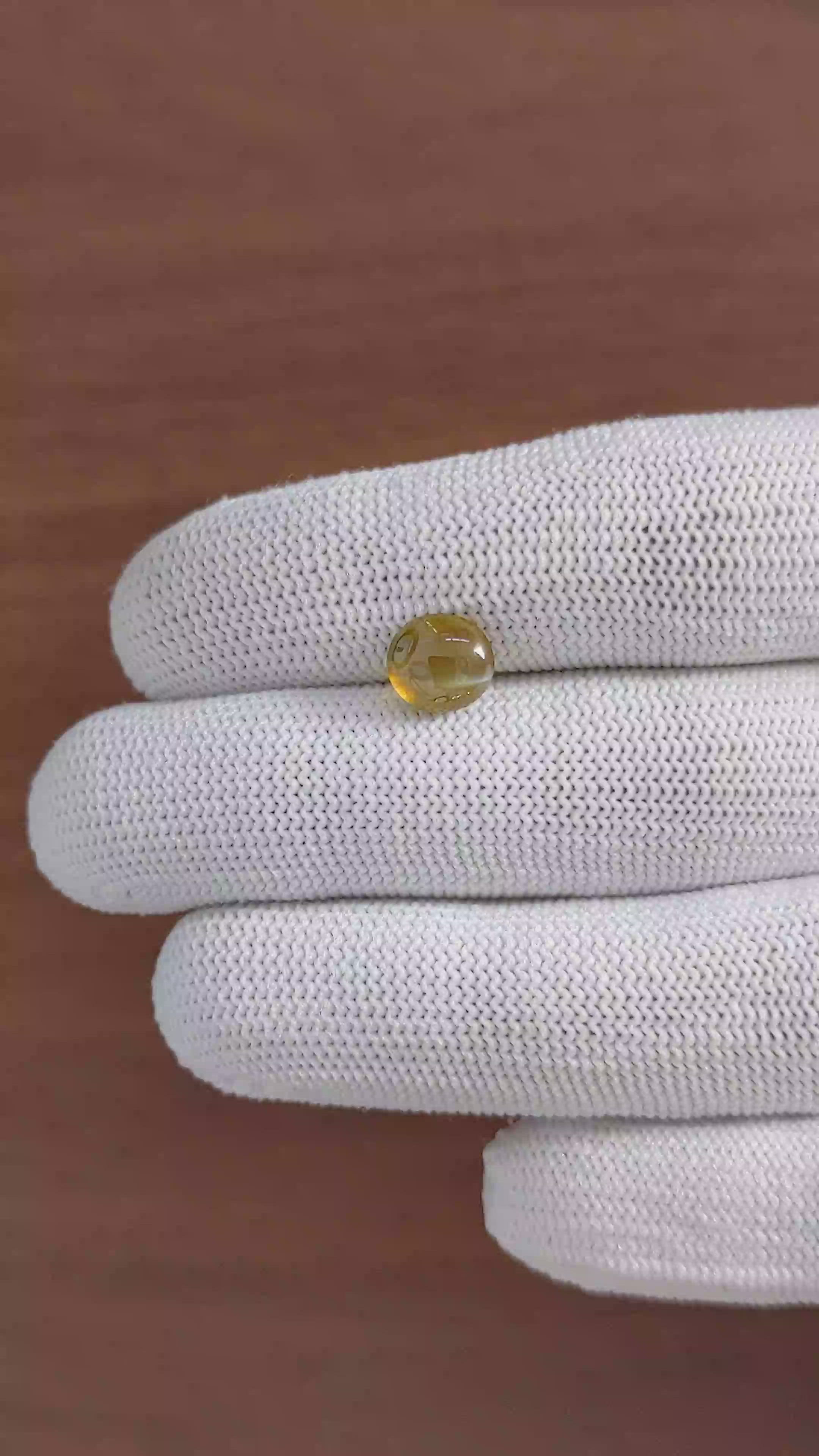 2.62 Ct. Brownish Yellow Cabochon Chrysoberyl from Madagascar Size Video
