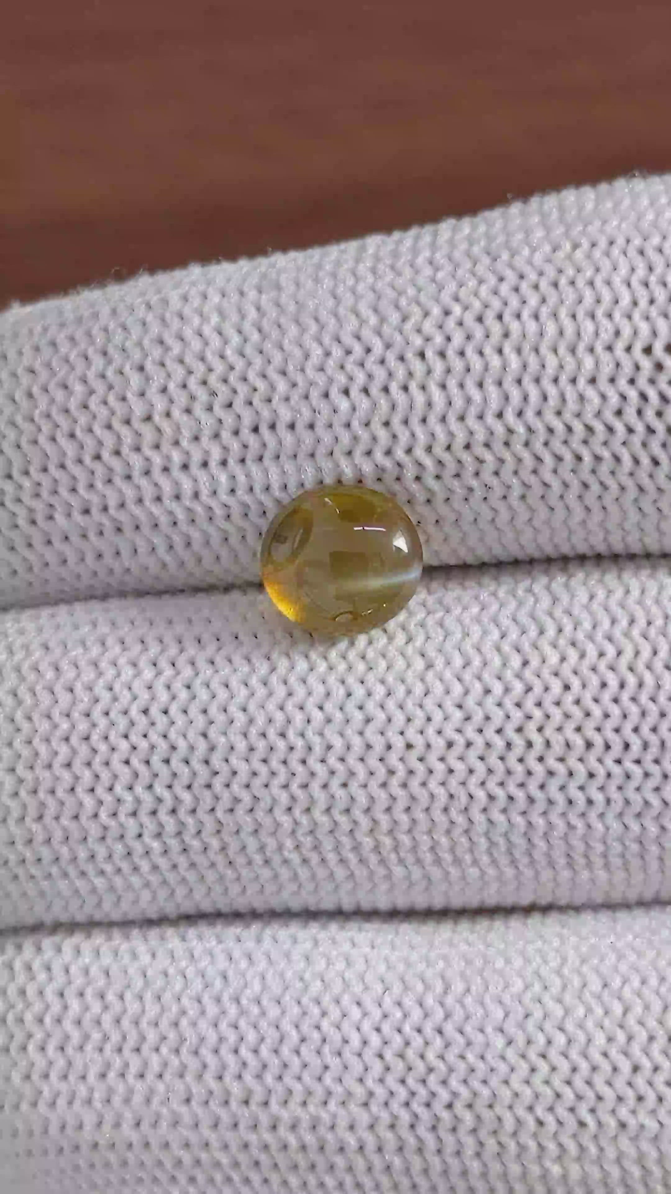 2.62 Ct. Brownish Yellow Cabochon Chrysoberyl from Madagascar Size Video