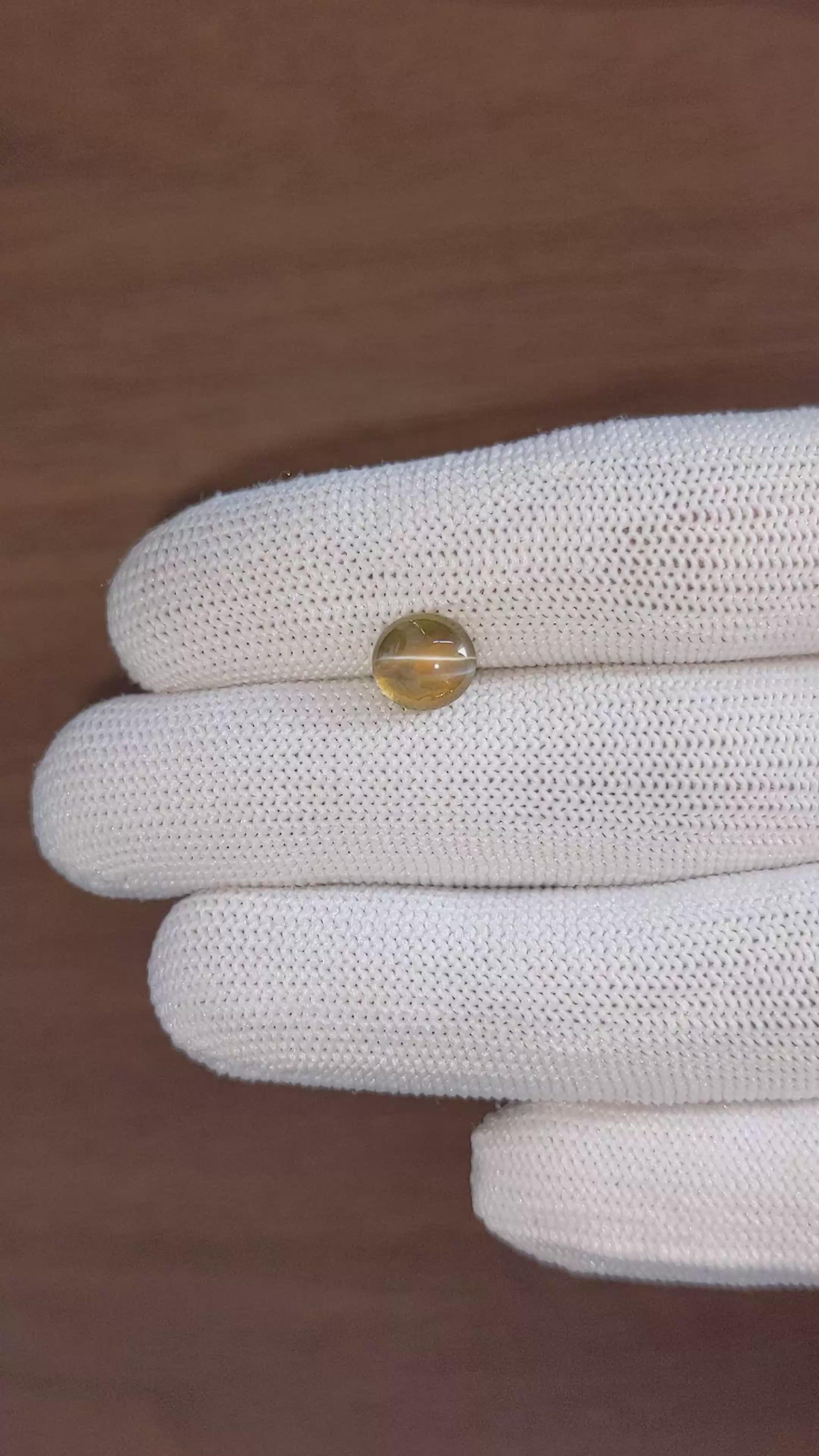 2.62 Ct. Brownish Yellow Cabochon Chrysoberyl from Madagascar Size Video