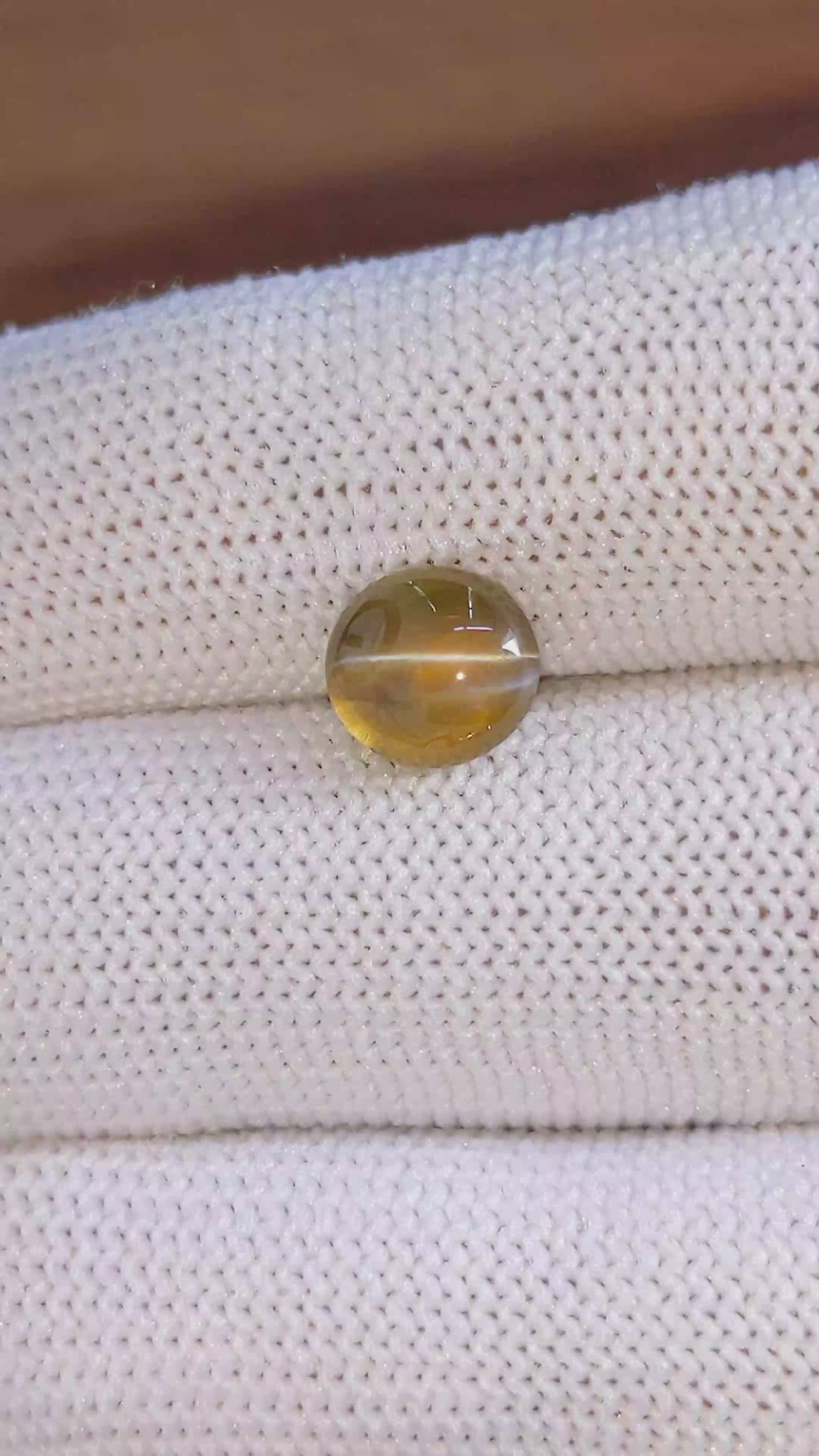 2.62 Ct. Brownish Yellow Cabochon Chrysoberyl from Madagascar Size Video