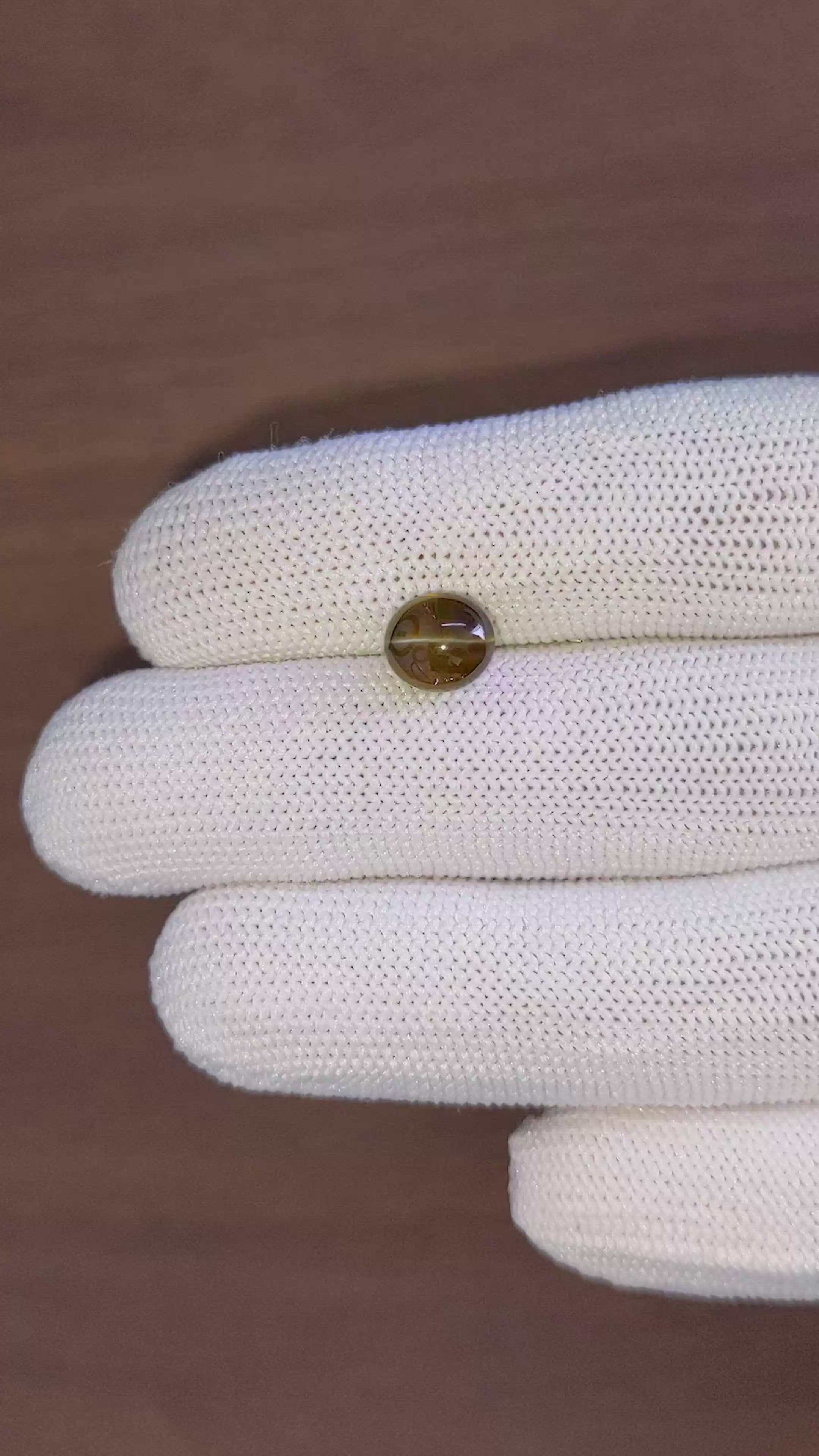 3.70 Ct. Greenish Brown Cabochon Chrysoberyl from Ceylon (Sri Lanka) Size Video