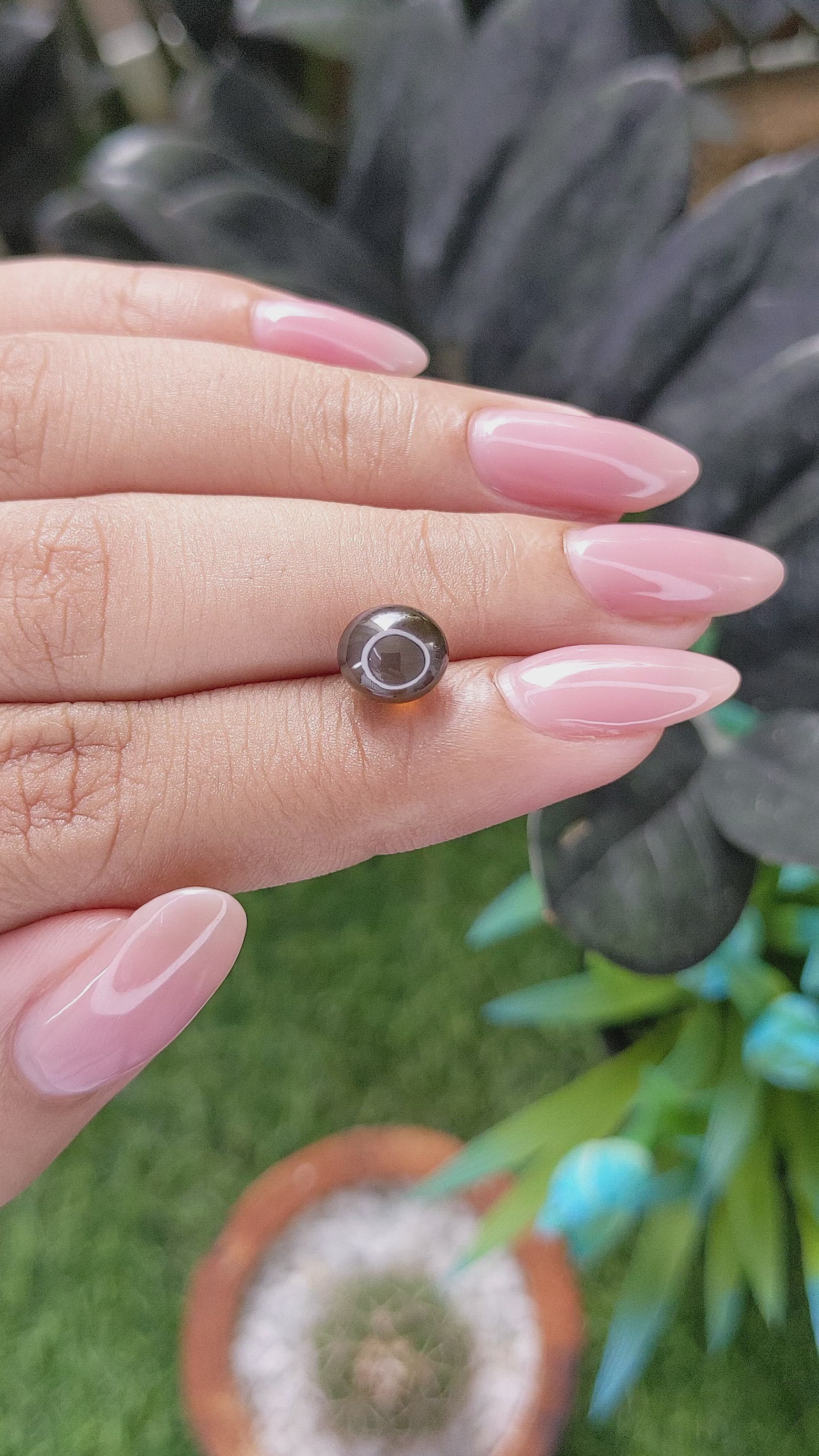 3.70 Ct. Greenish Brown Cabochon Chrysoberyl from Ceylon (Sri Lanka) Size Video