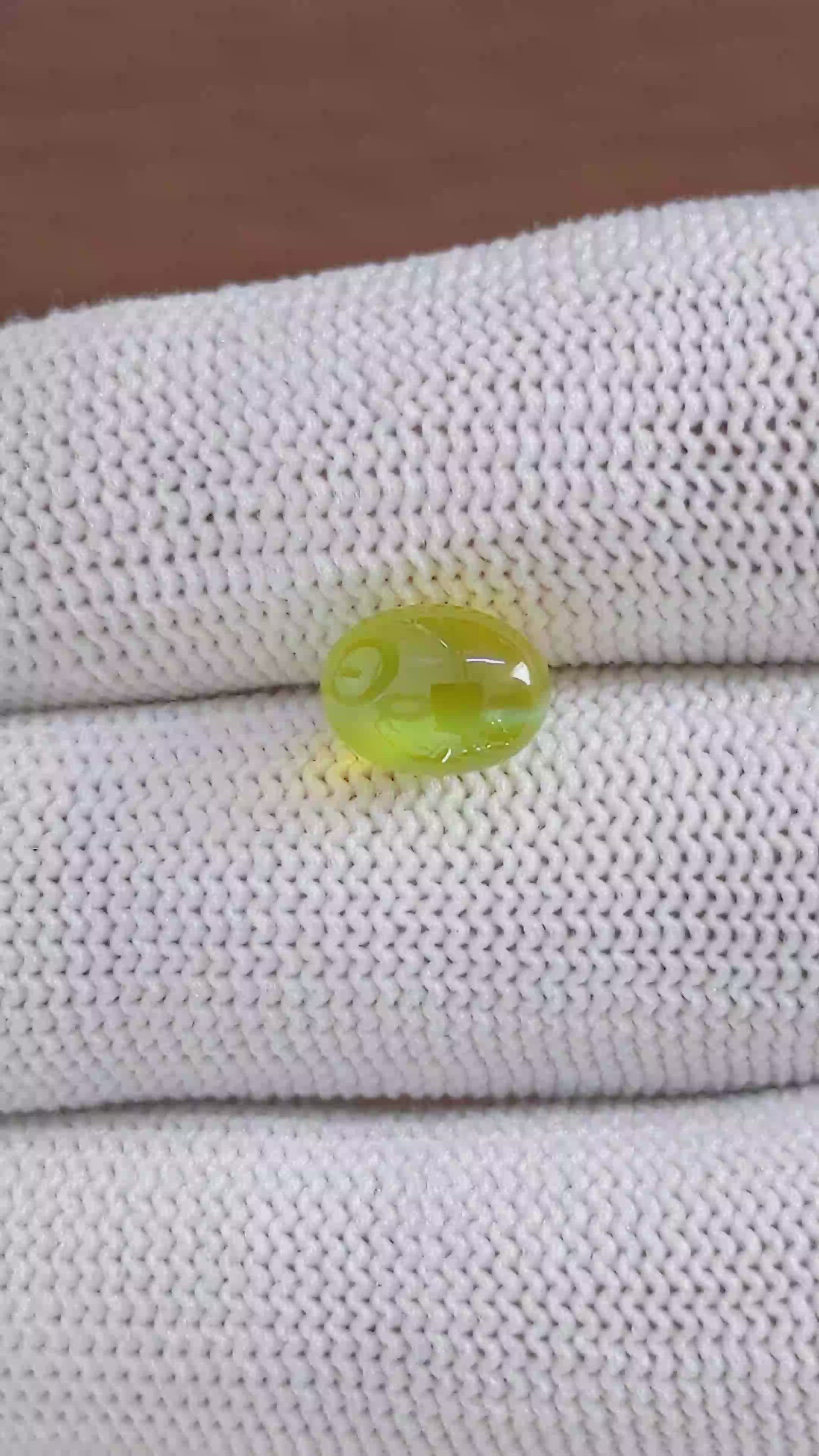 4.58 Ct. Yellowish Green Cabochon Chrysoberyl from Madagascar Size Video